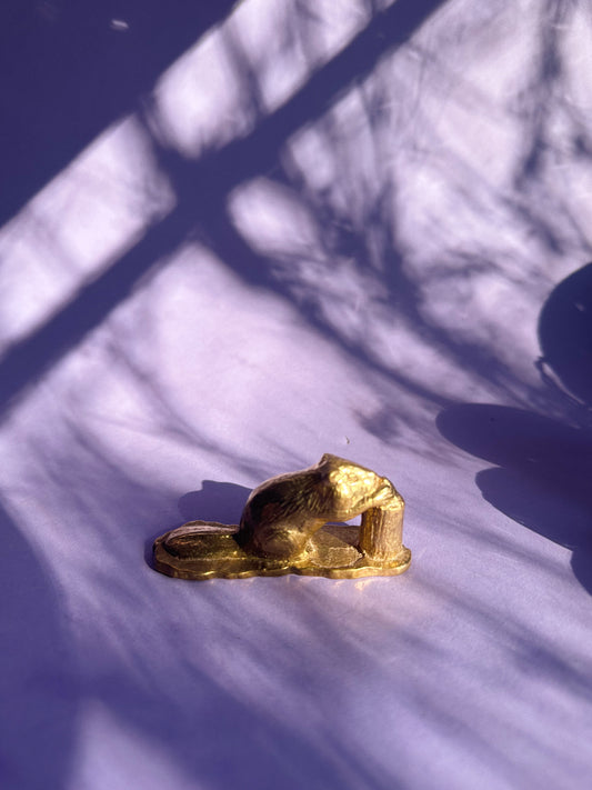 Vintage Brass Beaver Sculpture