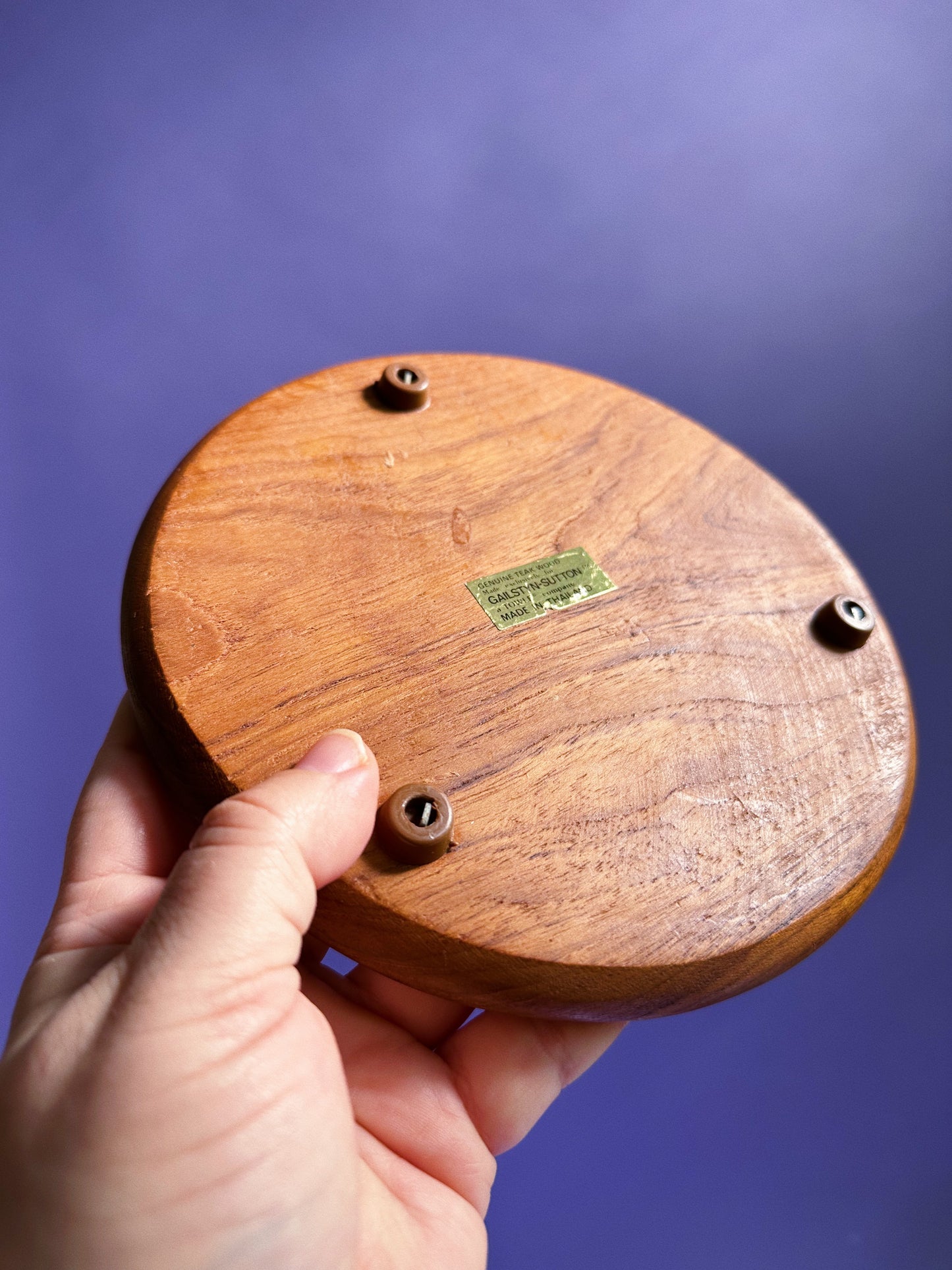 Vintage Genuine Teak Wood Dessert Cheese Board Tray & Glass Dome Cloche Lid