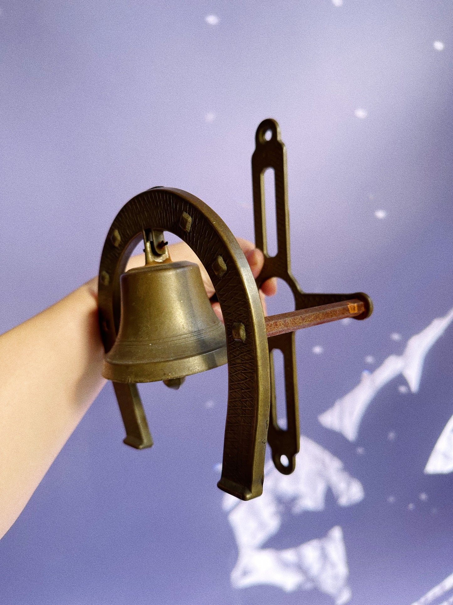 Vintage Solid Brass Horseshoe Bell Wall Hanging