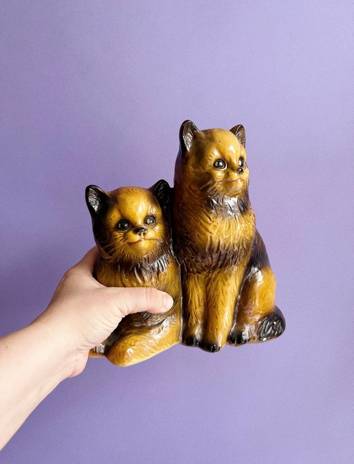 Vintage Ceramic Marbolex Double Cat Piggy Bank