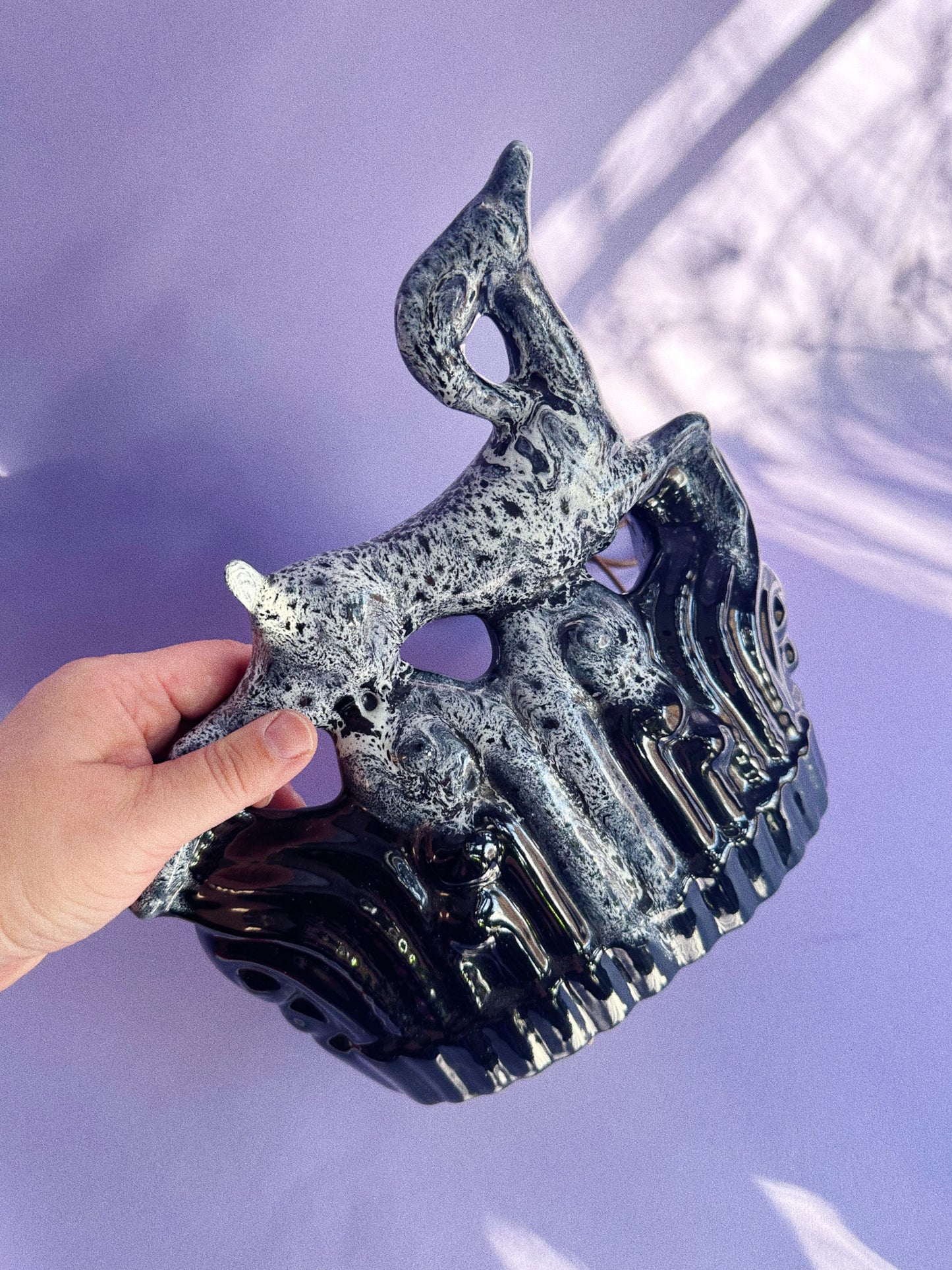 MCM Vintage Black and White Drip Deer / Impala TV Lamp