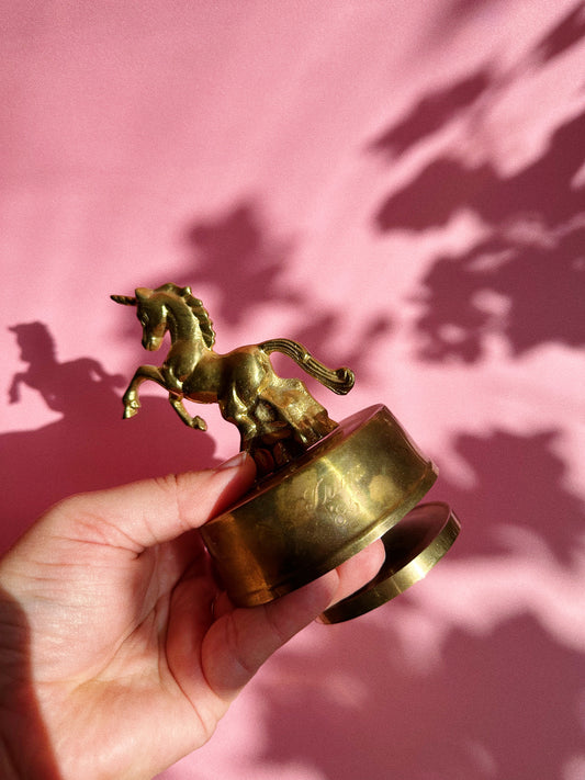 Vintage Solid Brass Unicorn Music Box