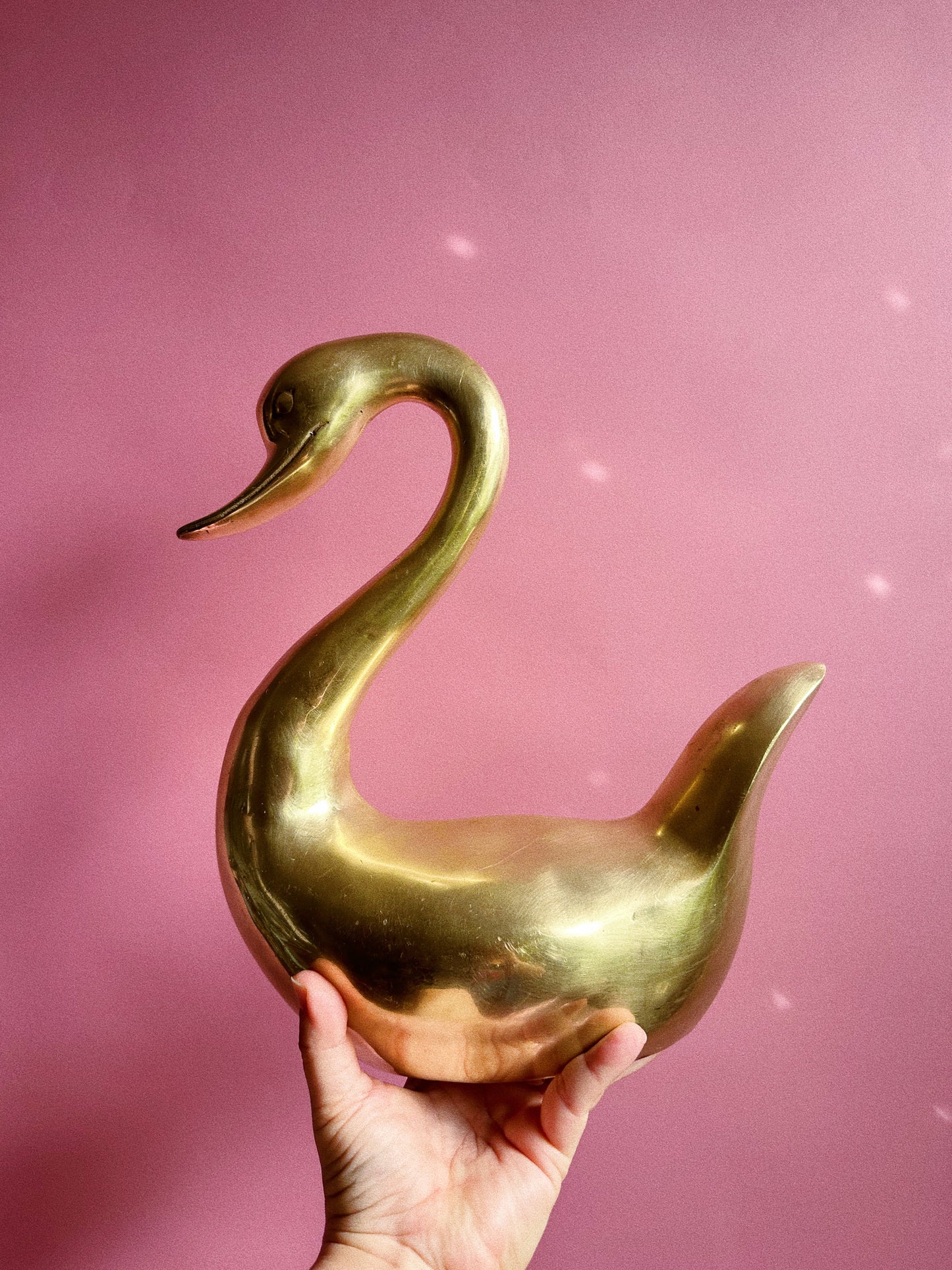 Vintage Large Heavy Brass Swan Sculpture