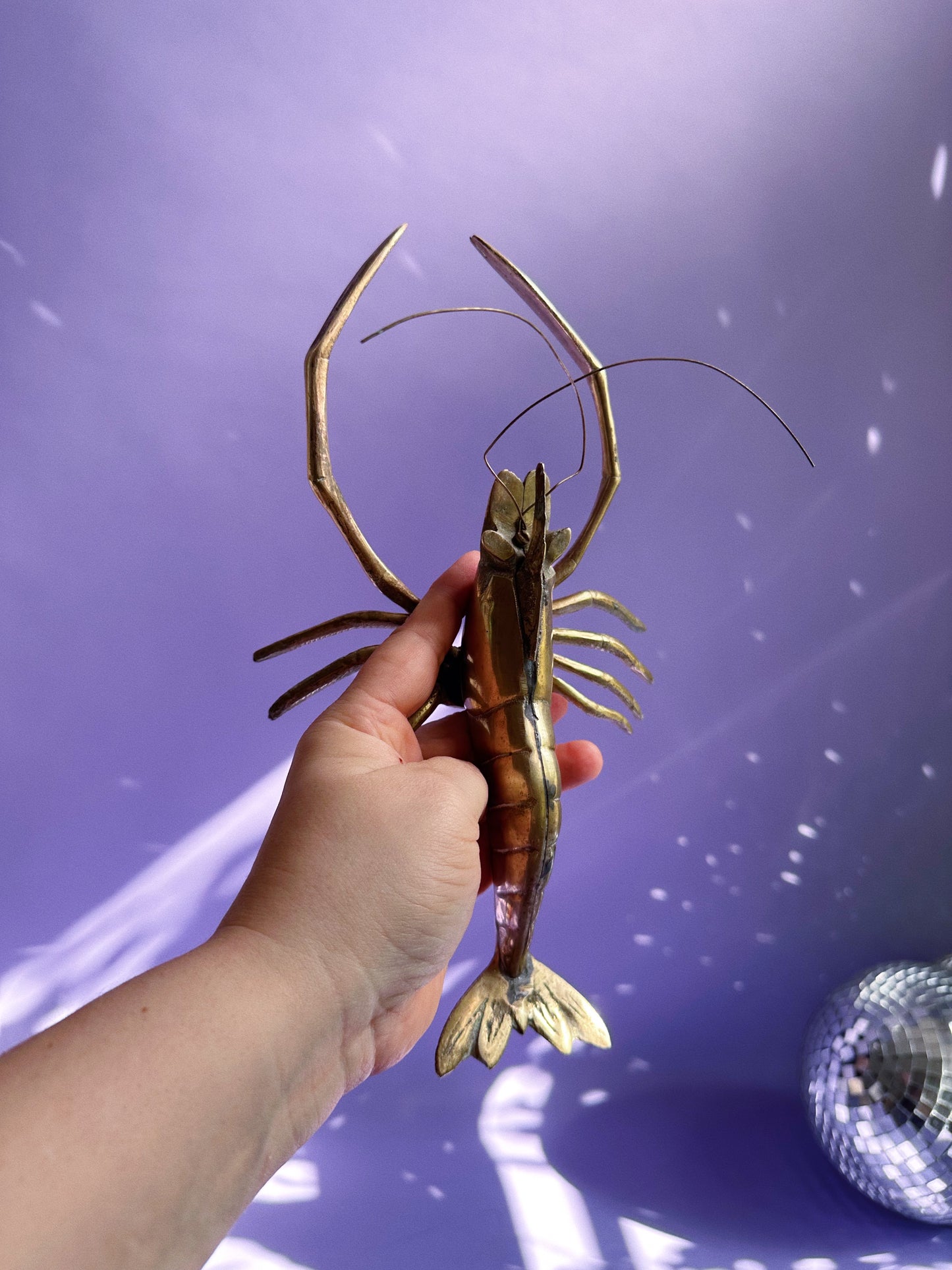 Vintage Brass 12" Shrimp Lobster Crawfish Sea Creature Wet Bug Langoustine