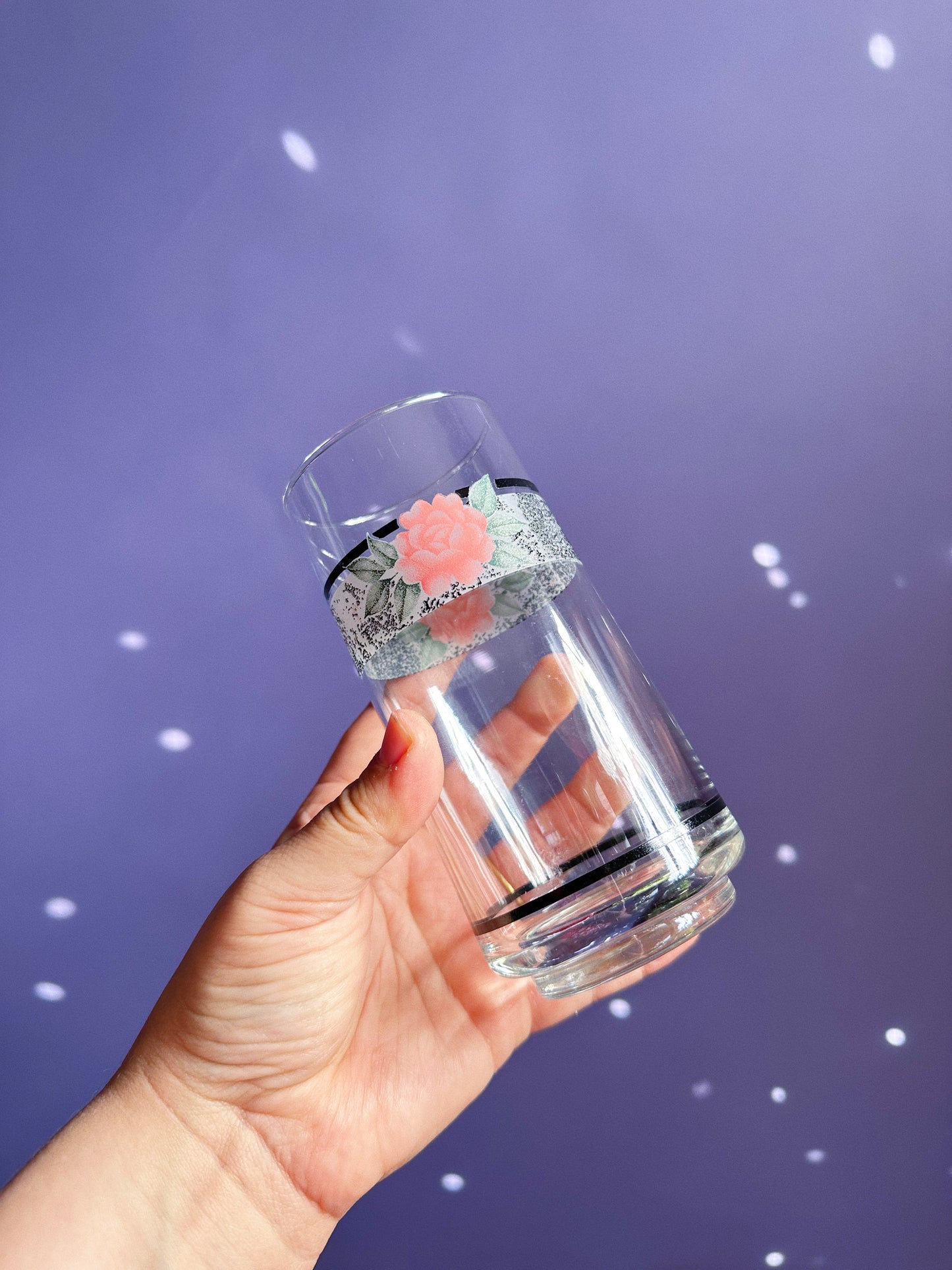 4 Vintage 80s Floral Post Modern Tall Drinking Glasses