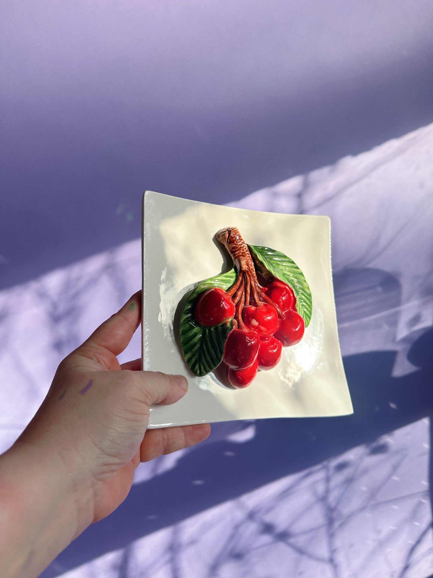 Vintage Italian Cherries & Lemons Porcelain Wall Hangings