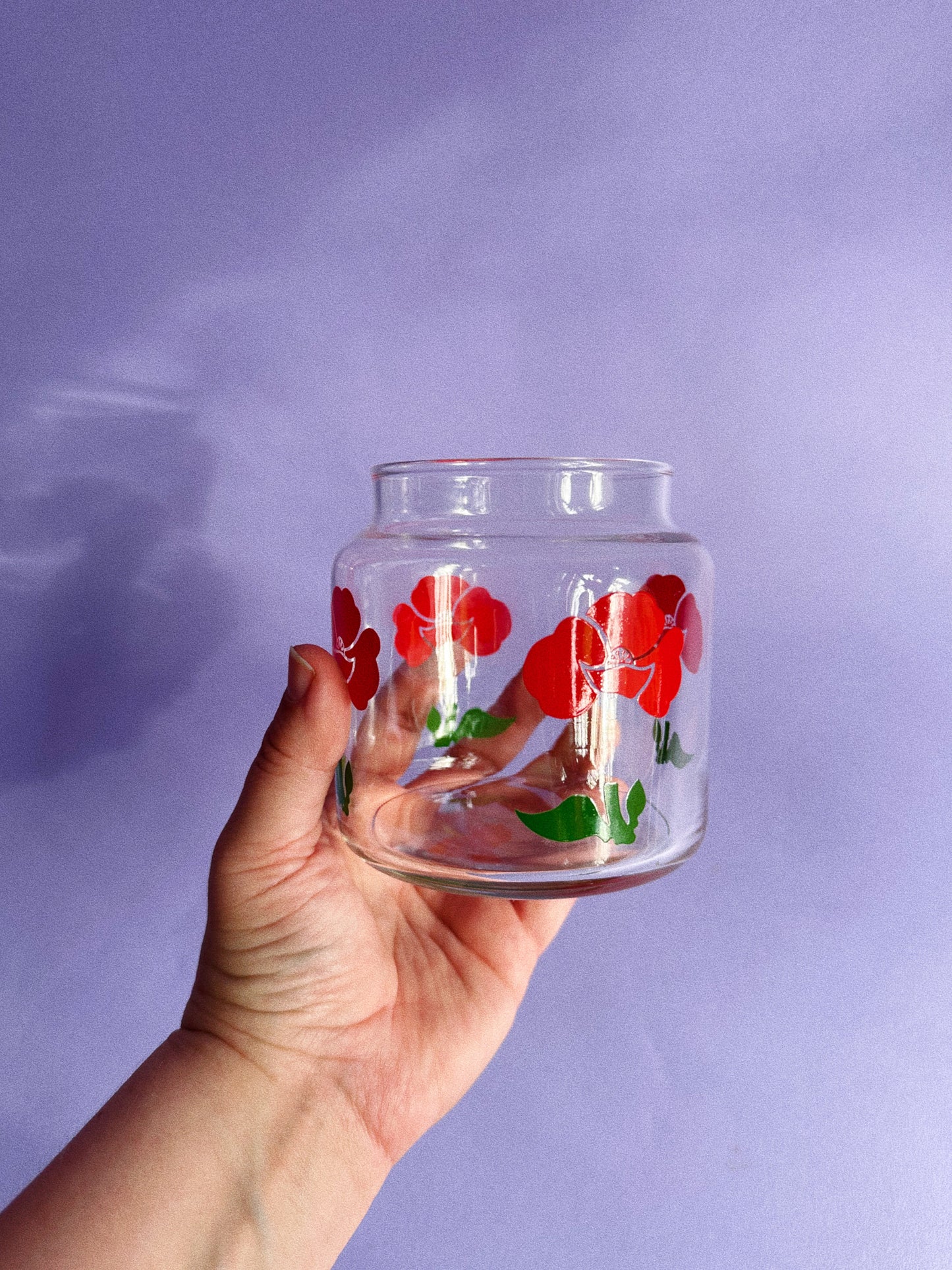 Vintage Anchor Hocking Red Foxy Poppy Glass Canister