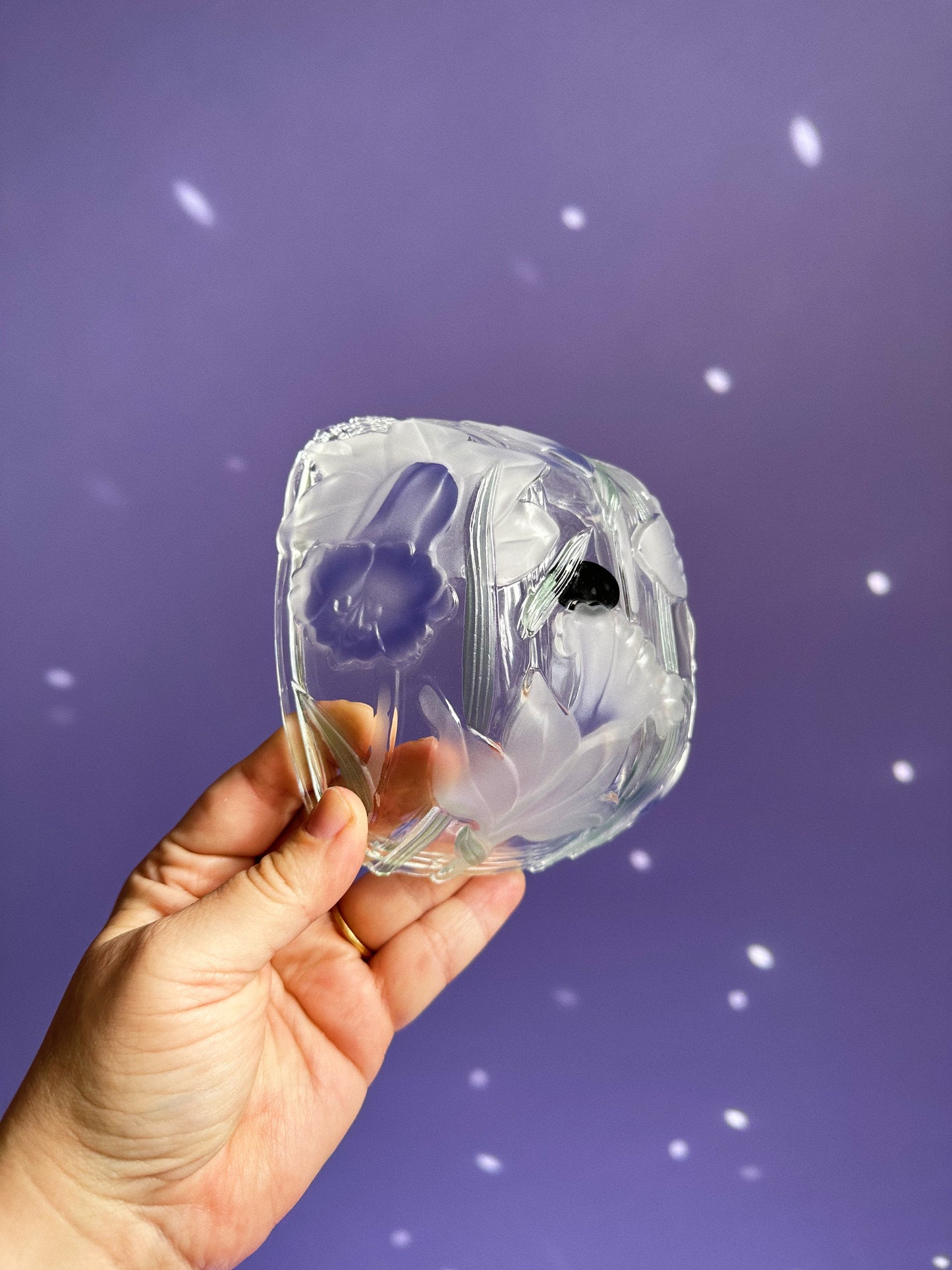 Vintage Crystal Clear Studios Purple Floral 5 Pc Bowl Set