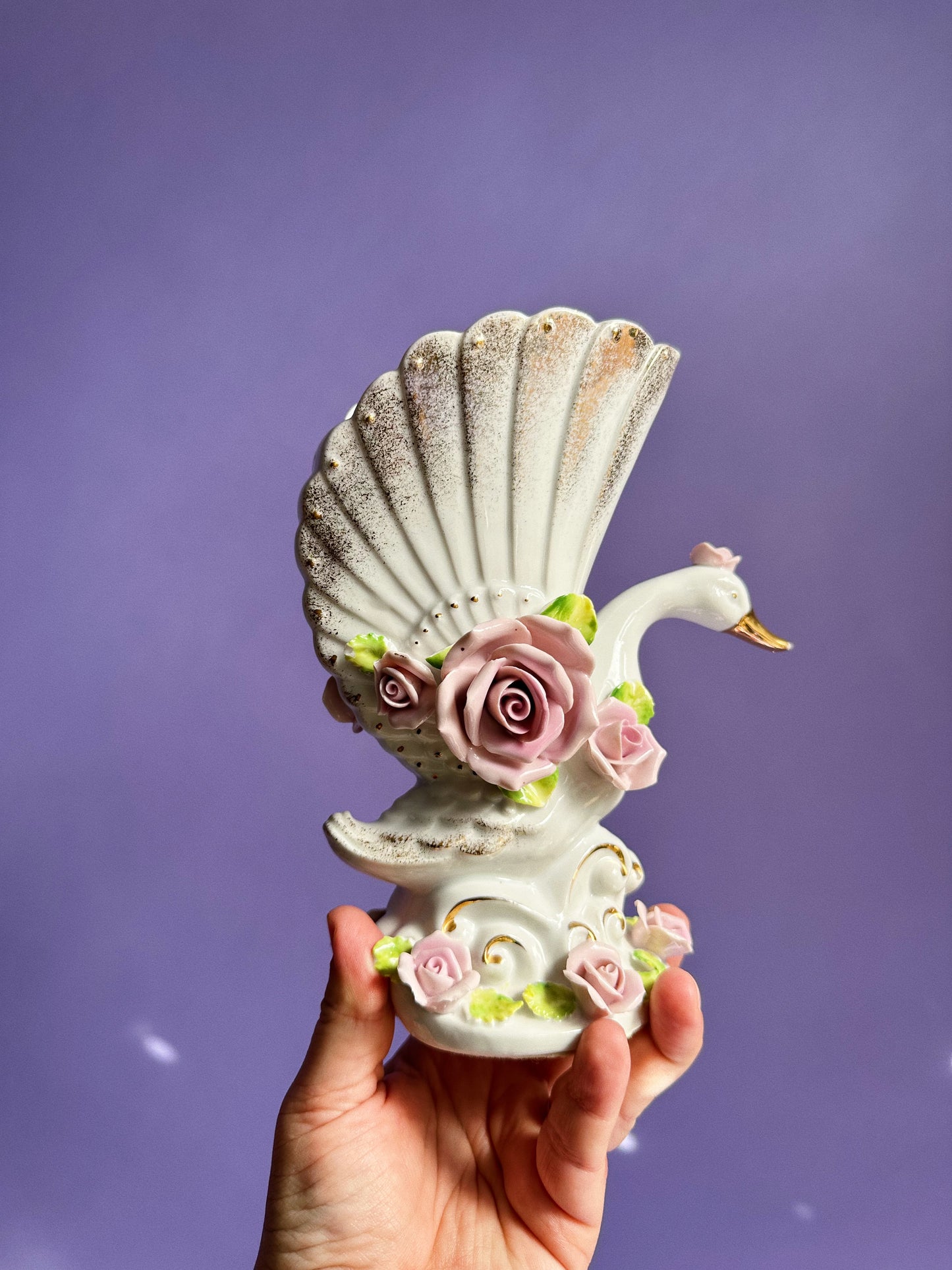 Vintage Porcelain Swan Vase