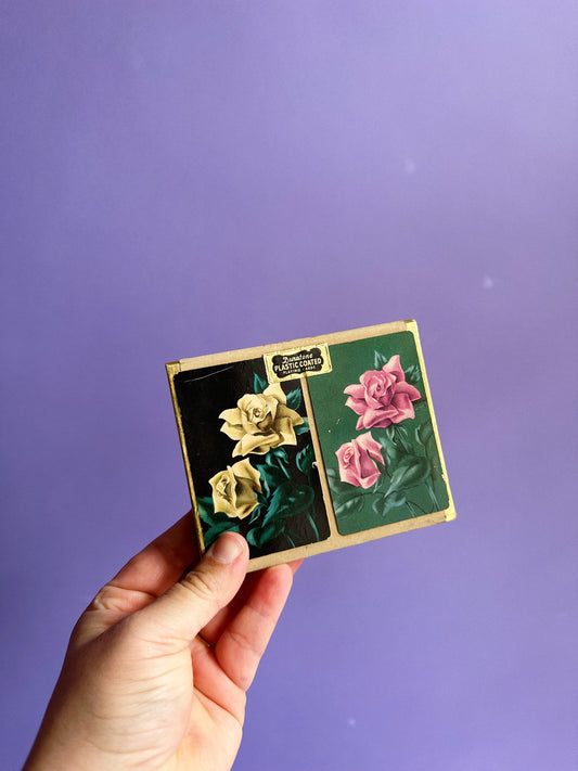 Vintage Double Set of Durabrand Floral Playing Cards Complete