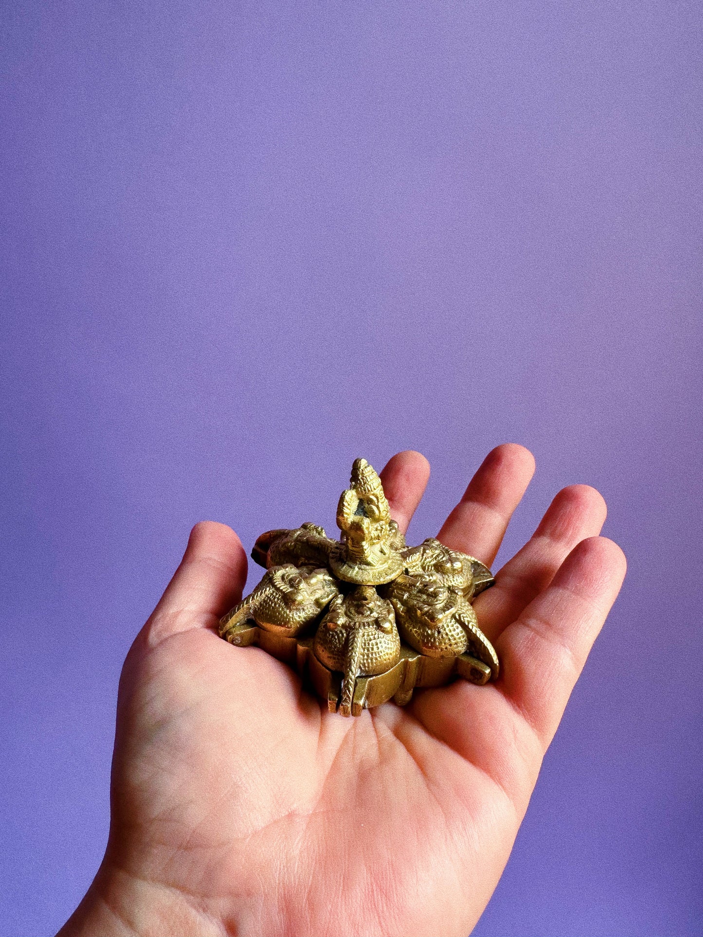 Antique Indian Brass Kumkum Ritual Figural Container Ganesha