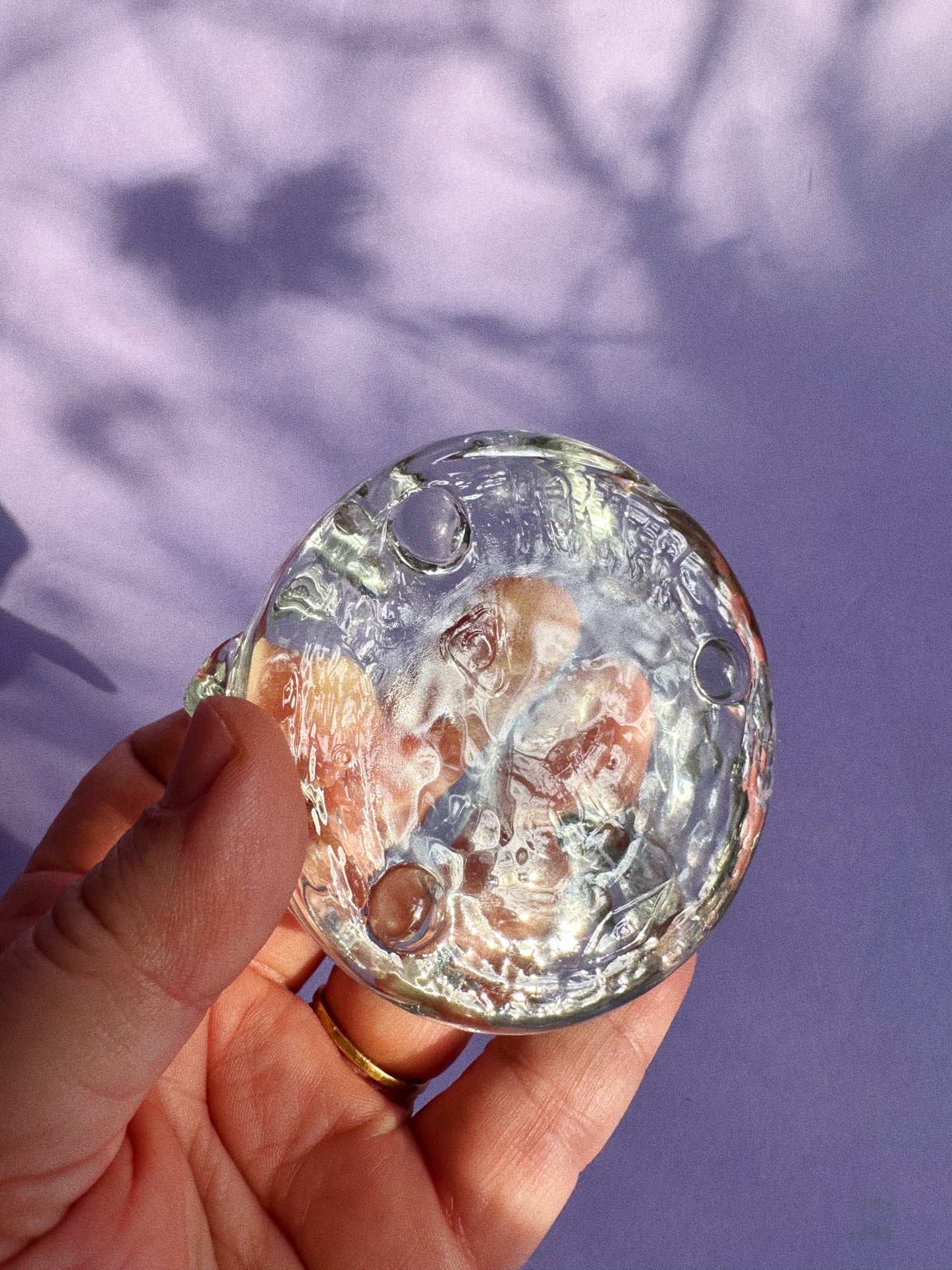 Vintage Heavy Glass Swan Ring Dish