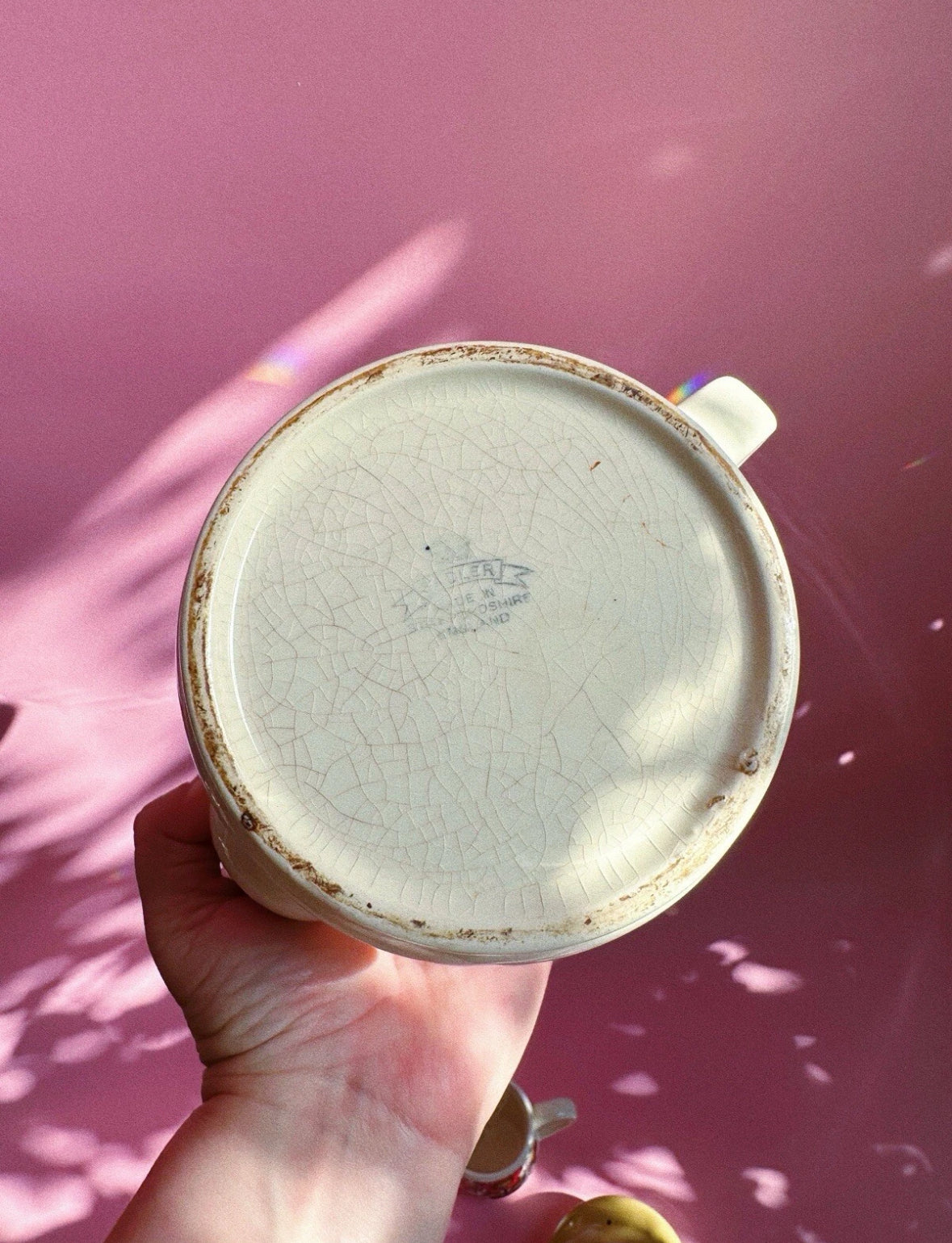 Sadler England Vintage 70s Ceramic Teapot & Creamer Orange Gold Green Floral MCM