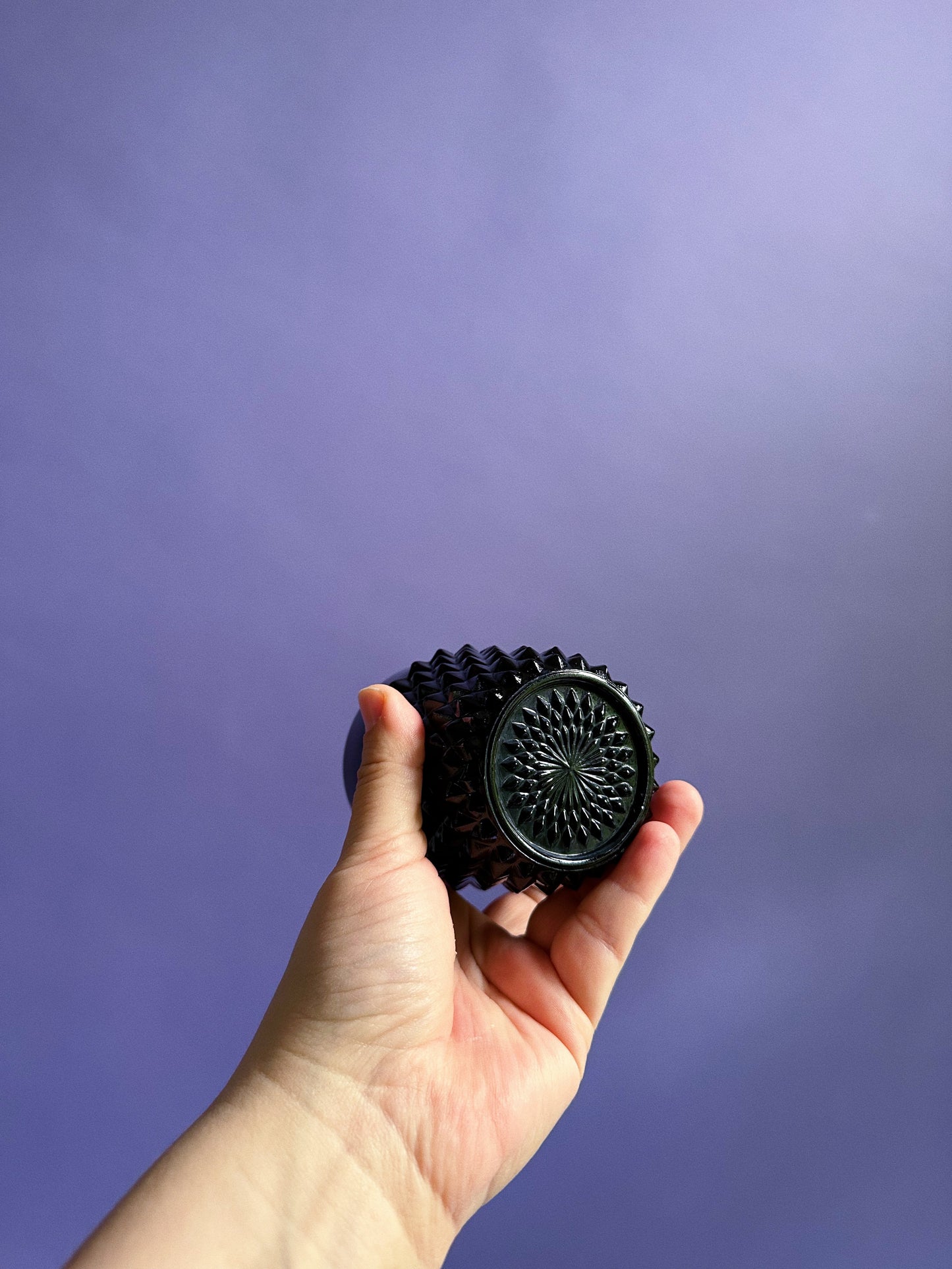 Vintage Indiana Tiara Black Glass 5 Lowball Drink Glasses, Diamond Point