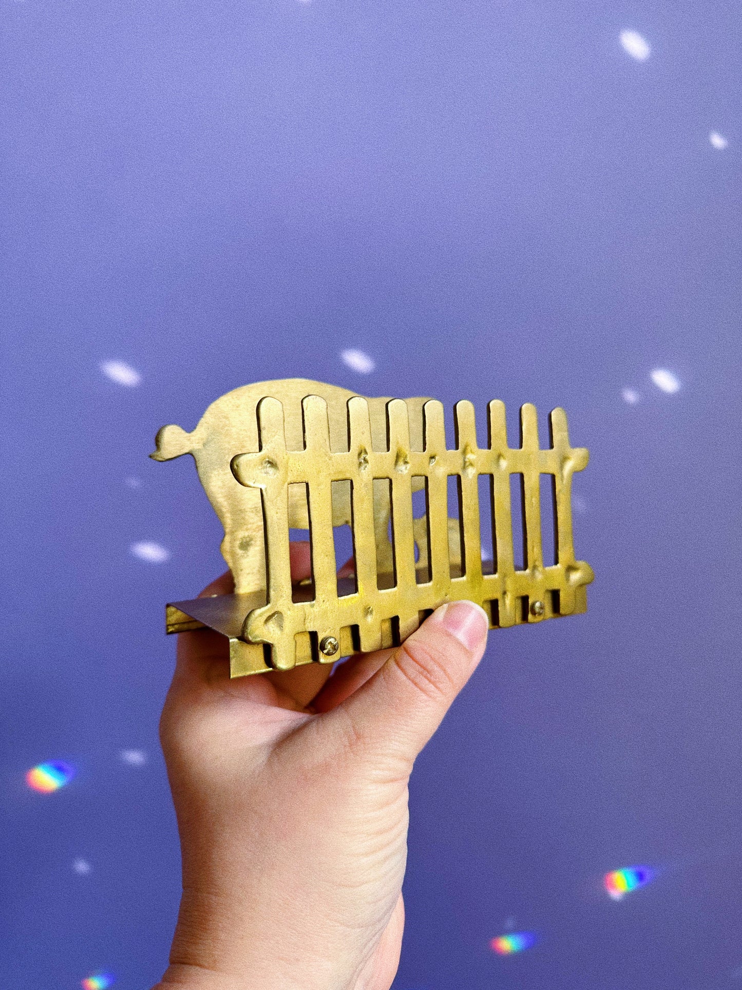 Vintage Brass Pig Letter / Napkin Holder