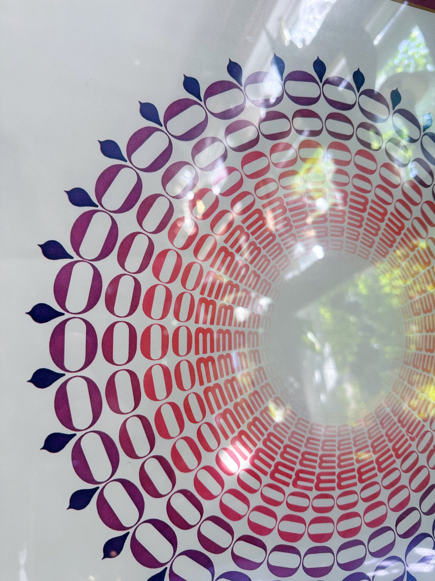 Vintage MCM 1970s Wood Framed Mandala Art Print