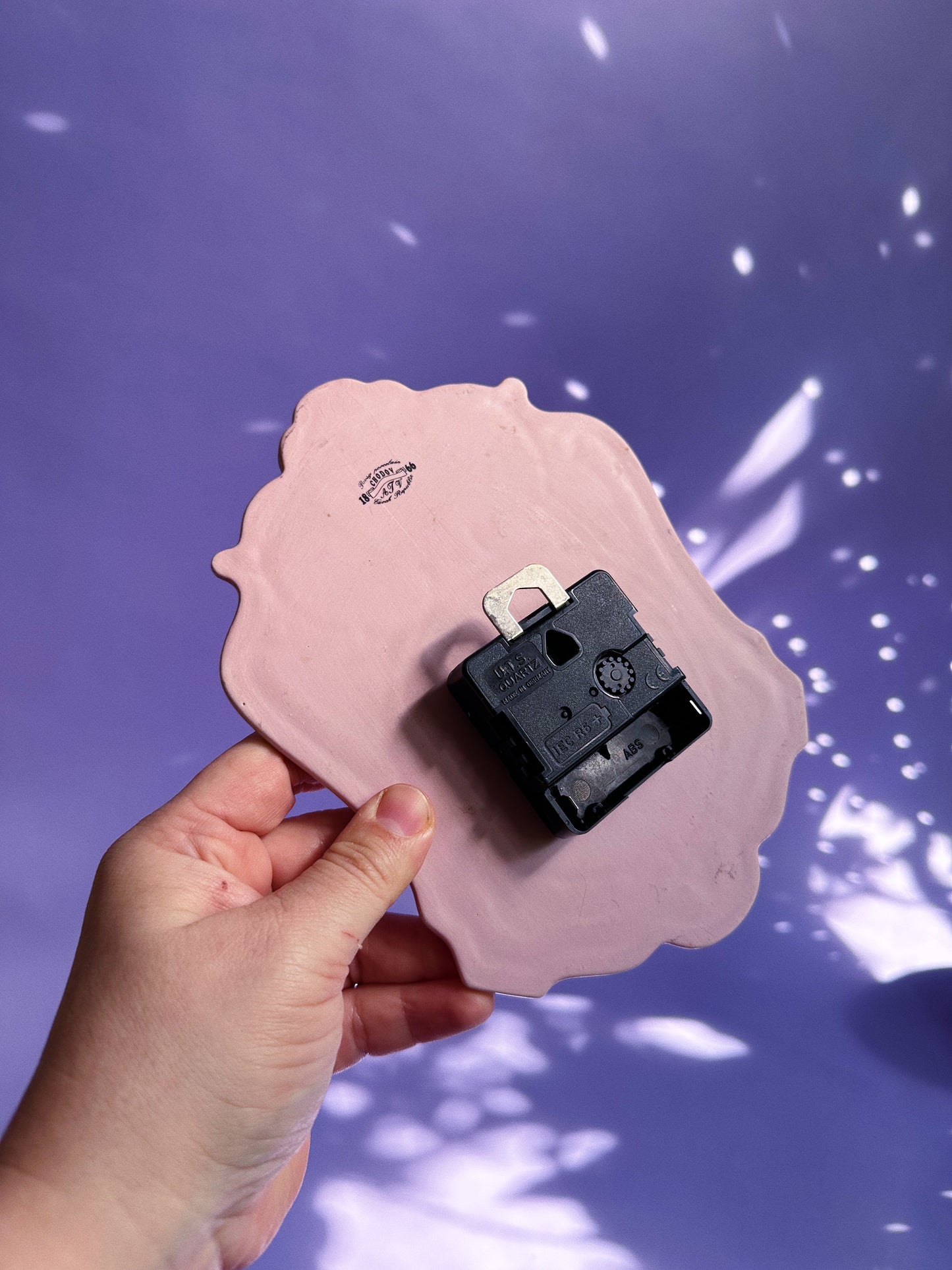 Vintage Czech Elegant Pink Porcelain Floral Wall Clock