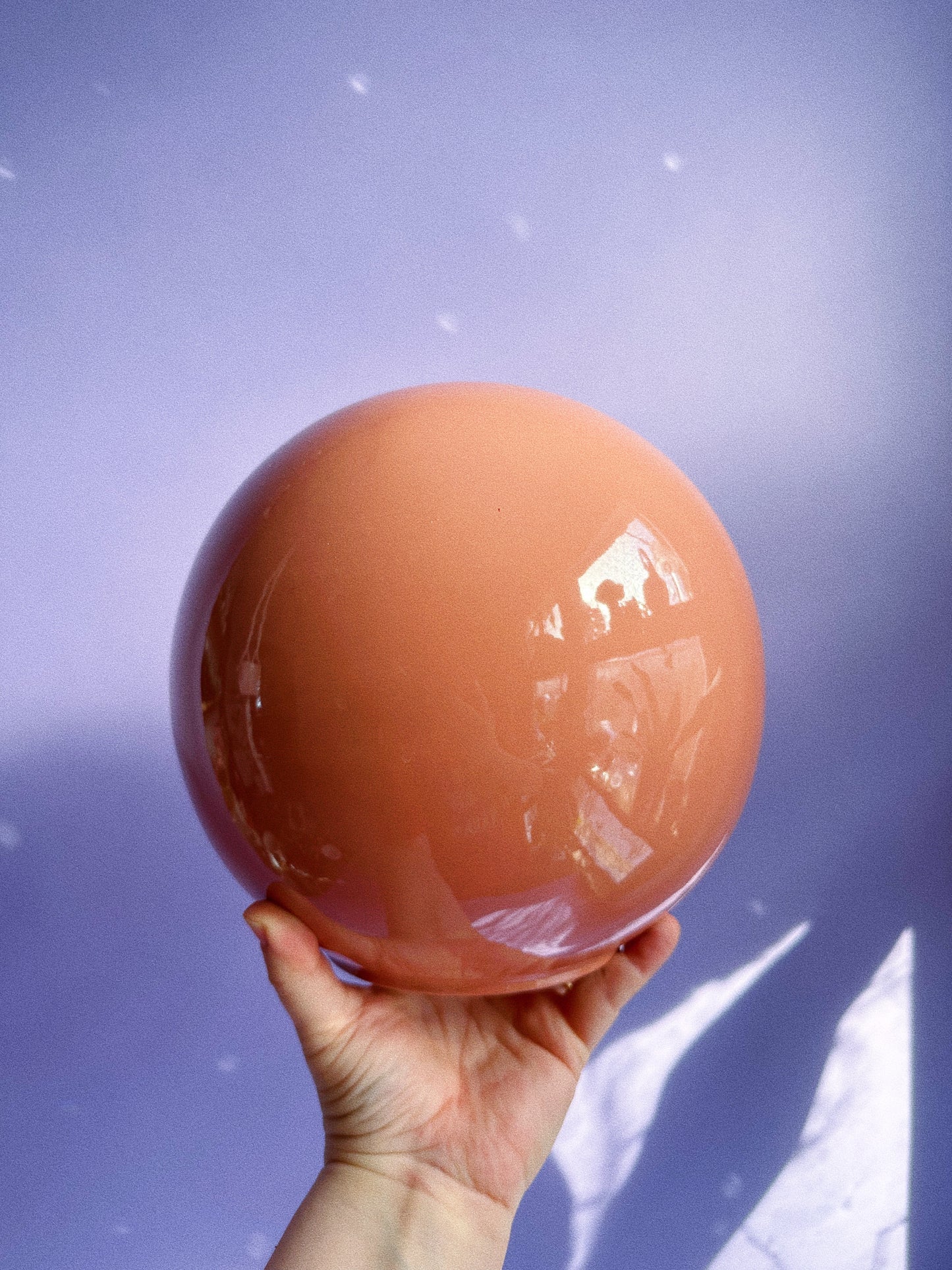 Vintage 80s Peach Art Deco Revival Round Vase