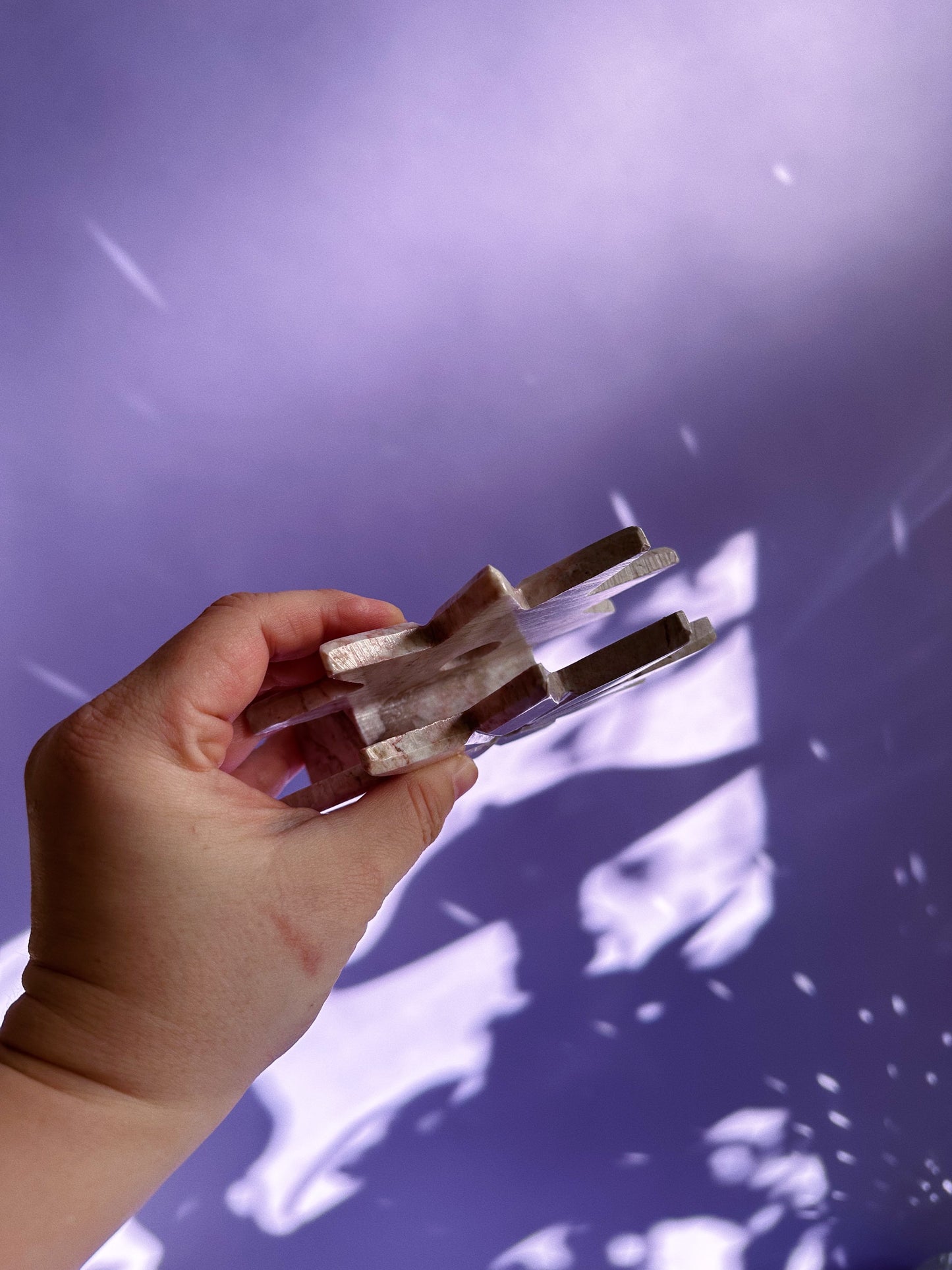Vintage Pink Stone / Alabaster Starburst Napkin / Letter Holder