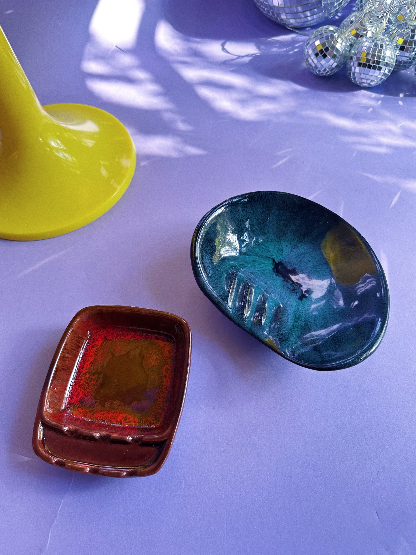 Vintage Evangeline Canada Blue Pottery Ashtray / Throw Dish