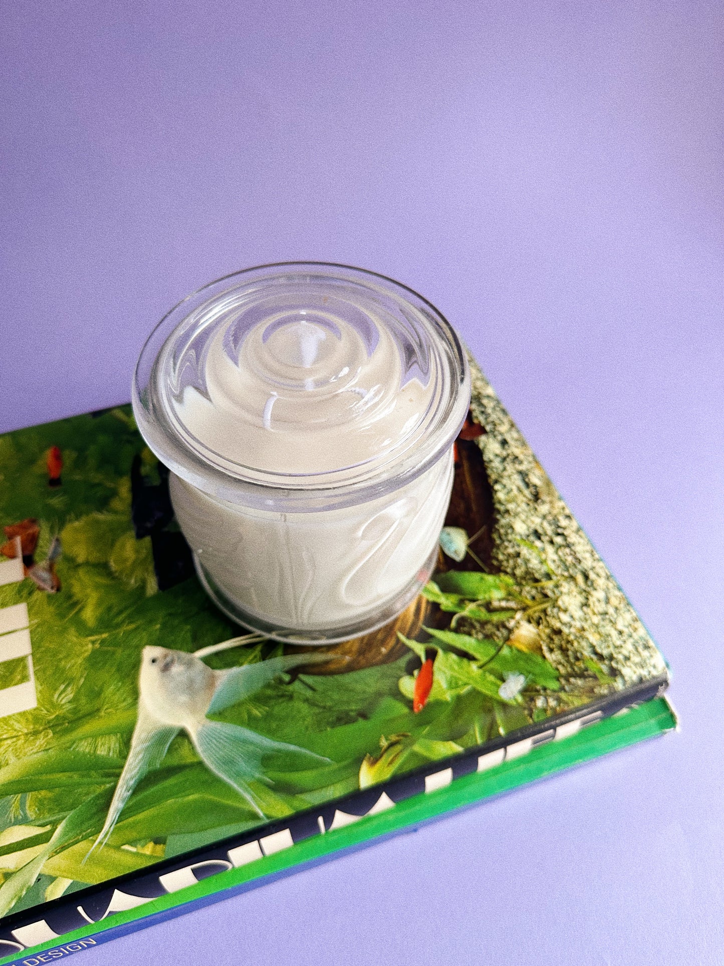 Vanilla Mint & Lavender Candle in a Vintage Swan Gloria Vanderbilt Lidded Glass Jar