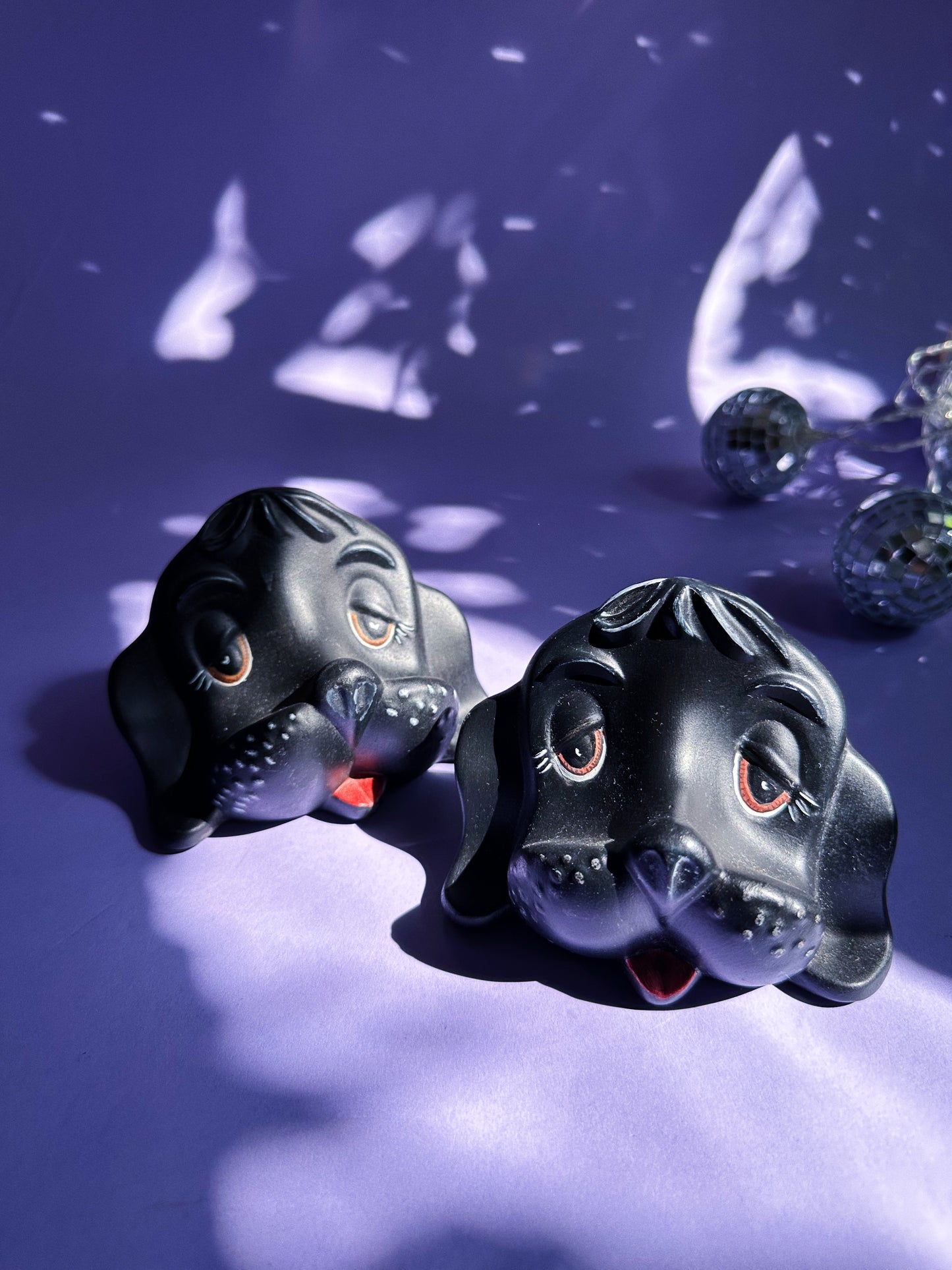 Ceramic Black Vintage Dog Eye / Sun Glasses Holders