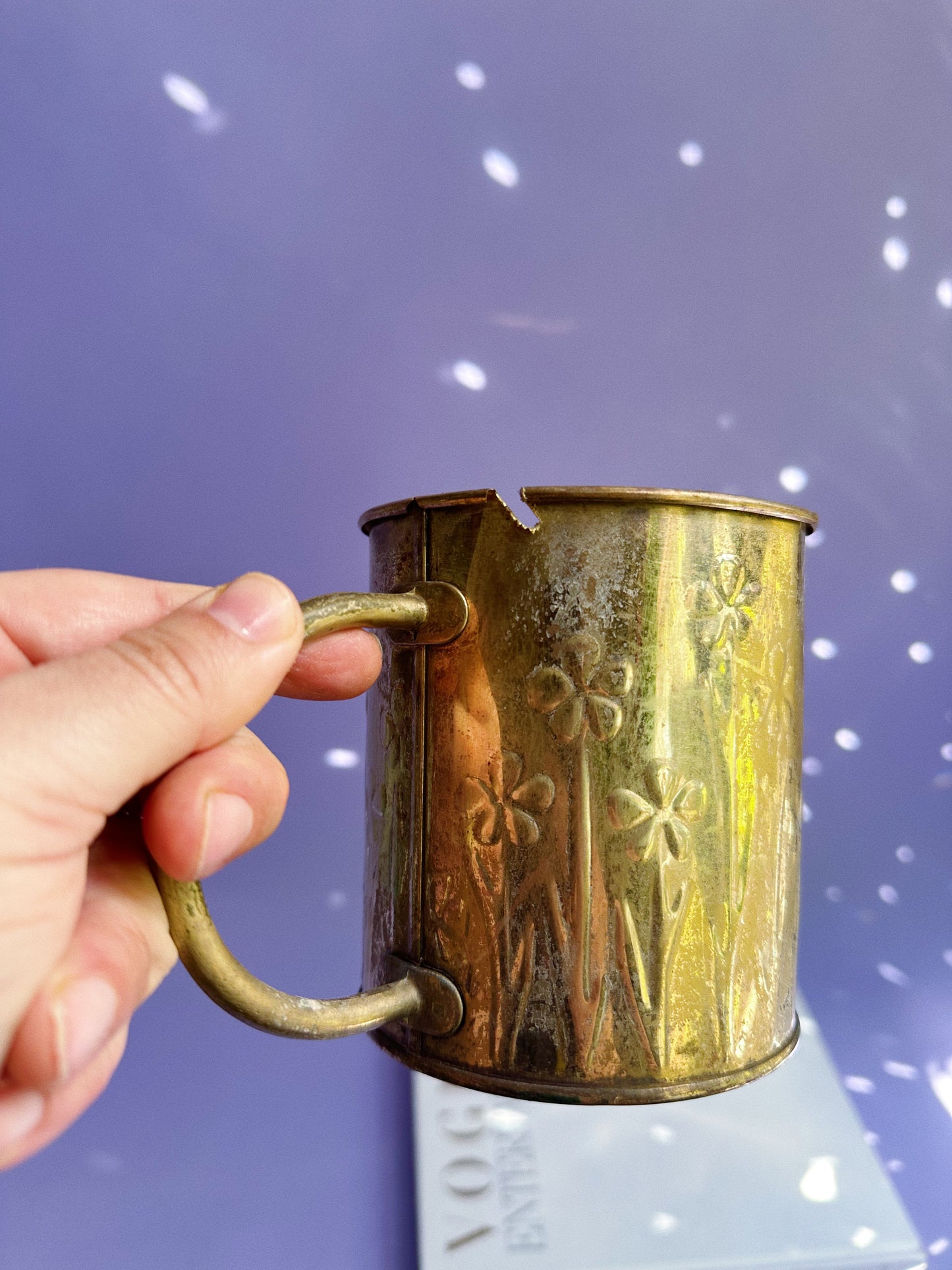 1980s Brass Floral Embossed “Watering Can” FTDA Planter