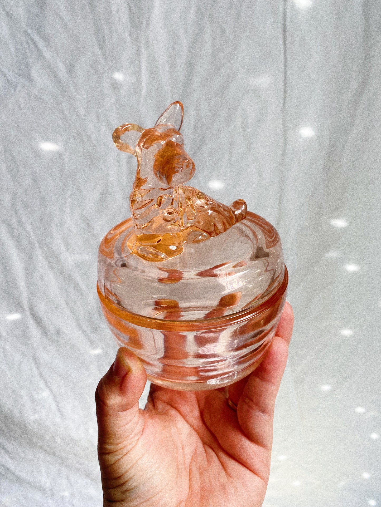 Vintage Jeanette Pink Depression Glass Scottie Lidded Powder Jar