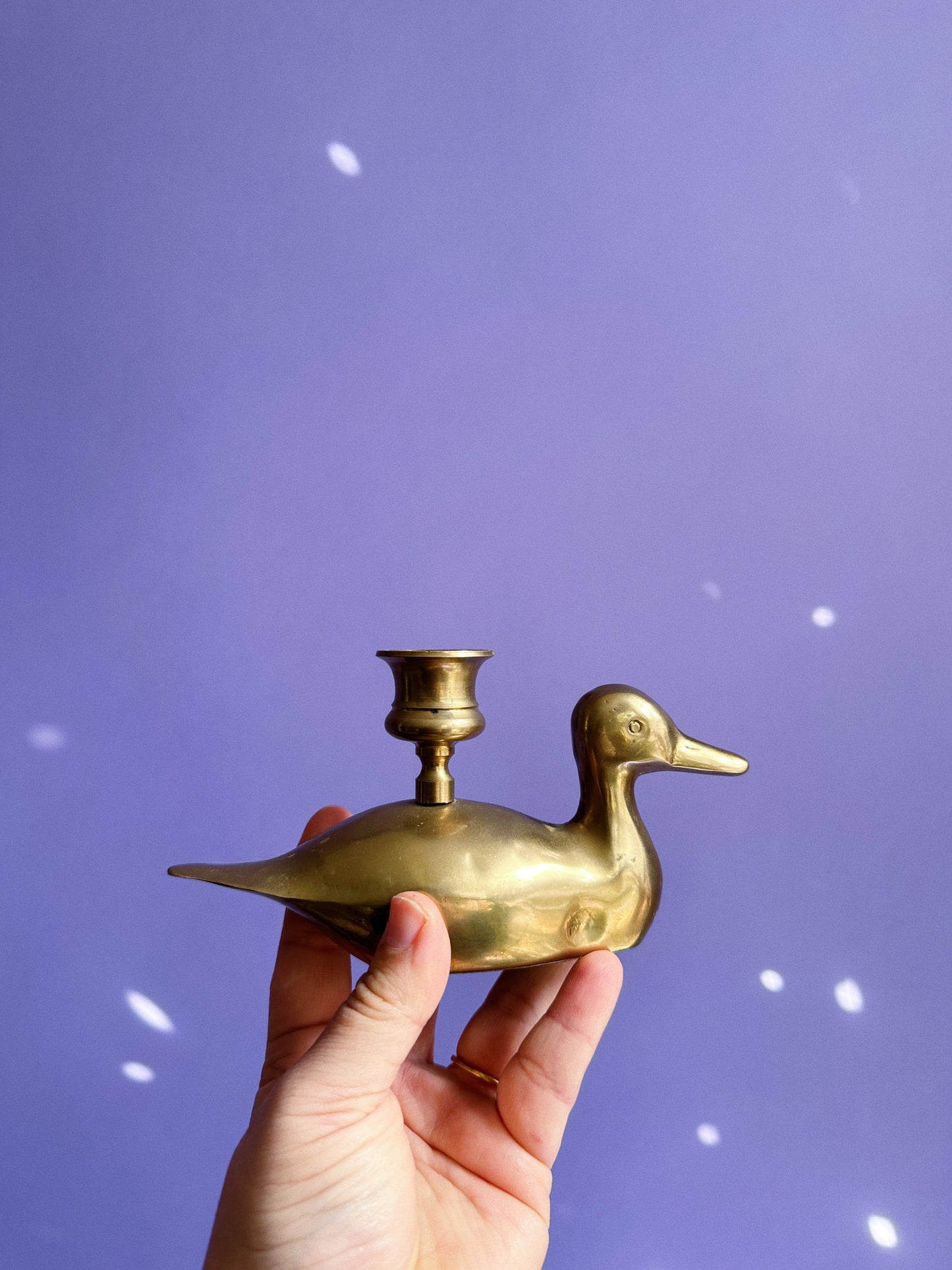Vintage Brass Duck Candlestick