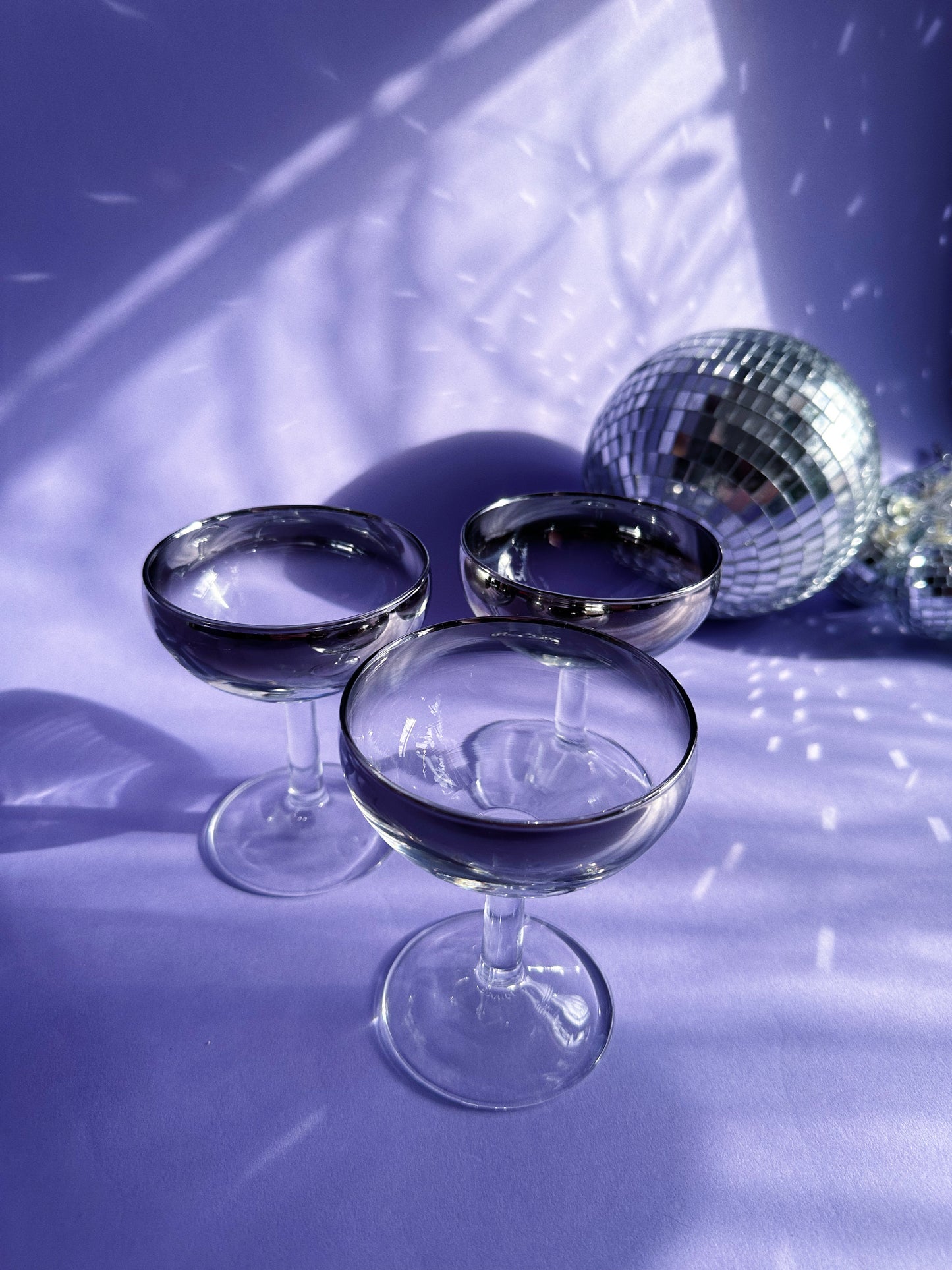 Mid-Century Silver Ombré Champagne Coupe Glasses Barware Luminarc France