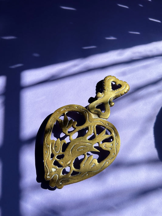 Vintage Cast Brass Bird Design Trivet