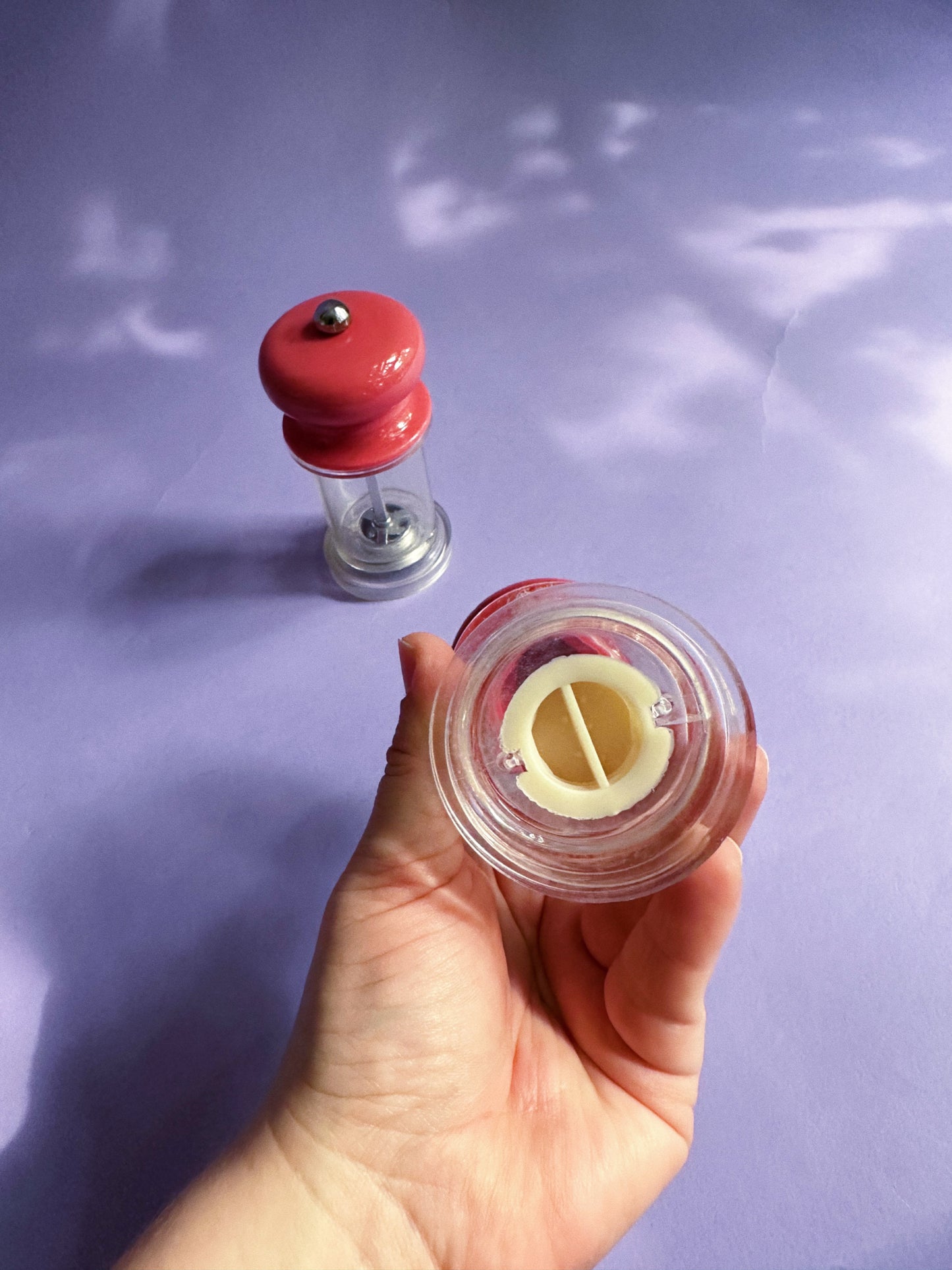 80s Vintage Lucite Dusty Rose Salt Shaker and Pepper Grinder