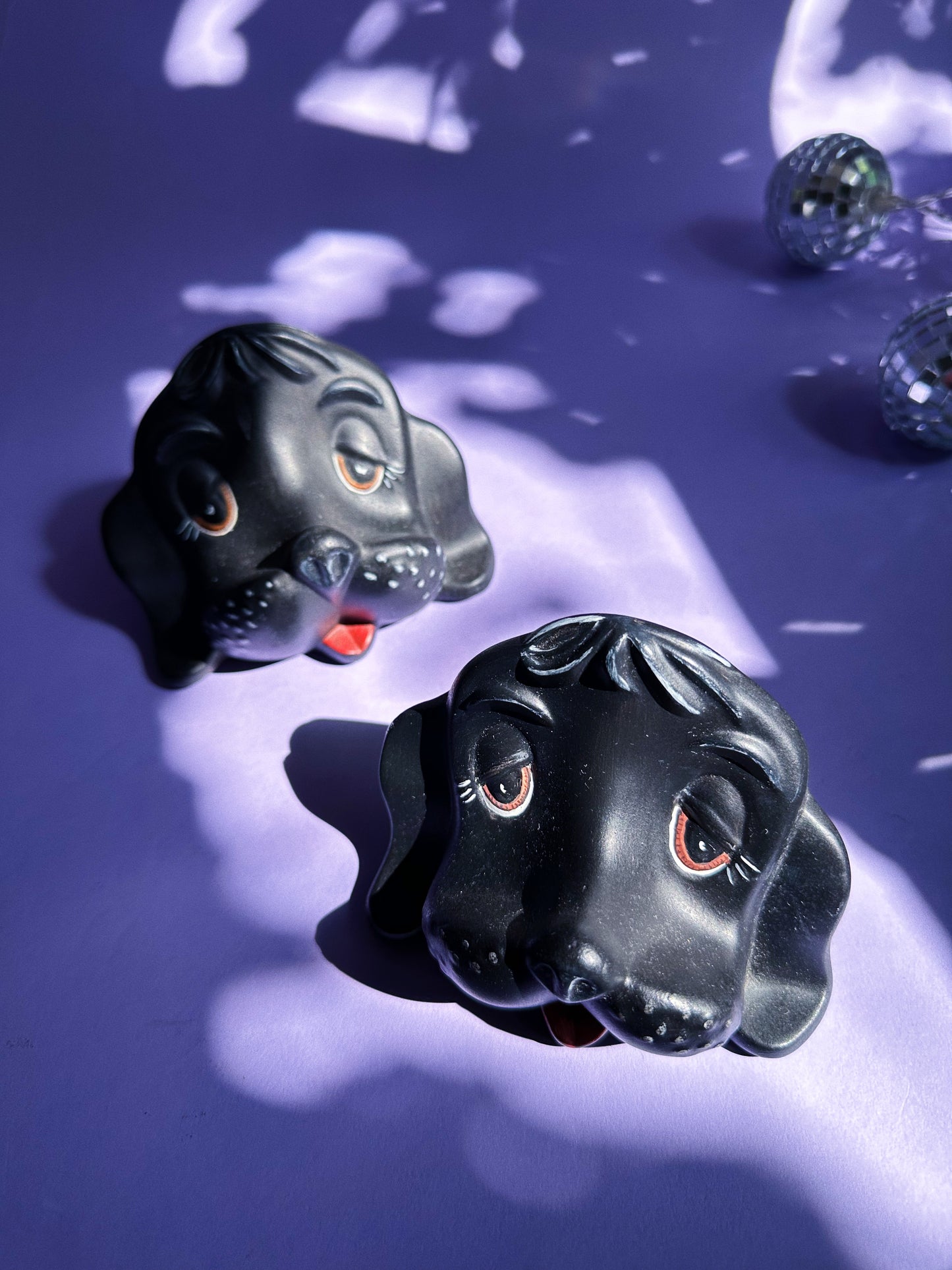 Ceramic Black Vintage Dog Eye / Sun Glasses Holders