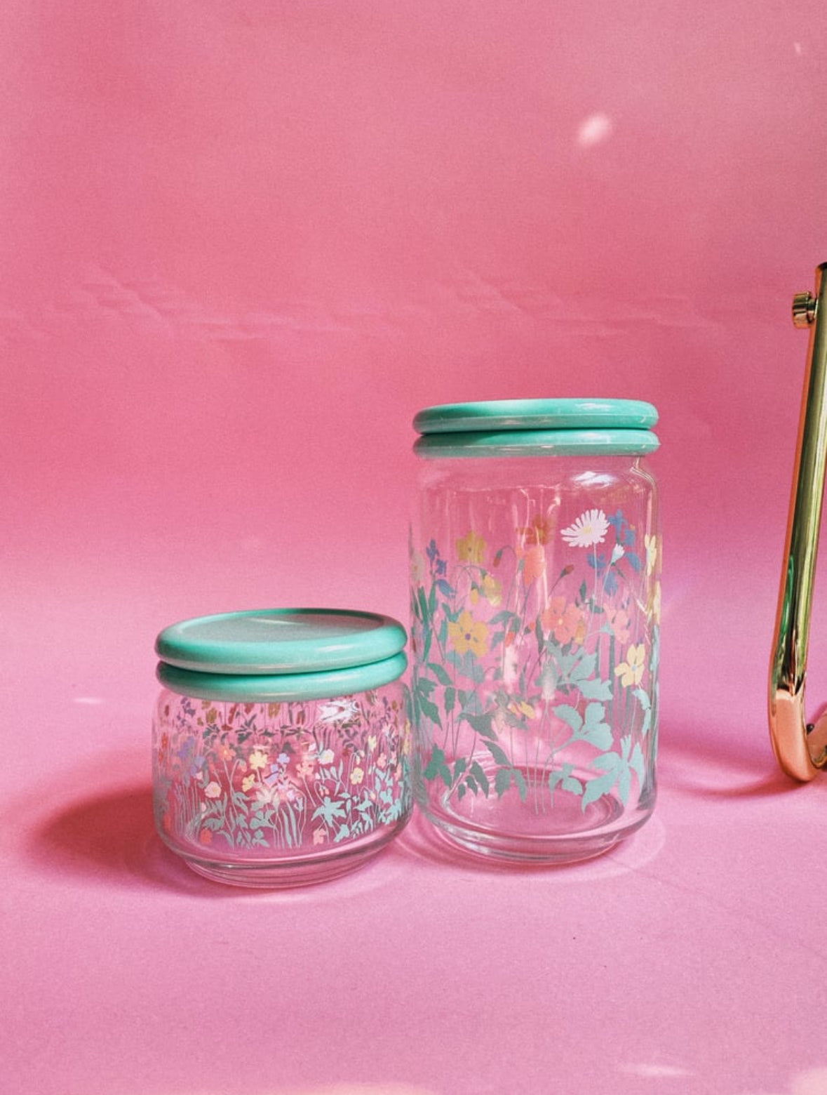 Vintage Floral & Teal Stash Jars