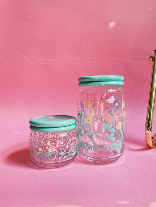 Vintage Floral & Teal Stash Jars