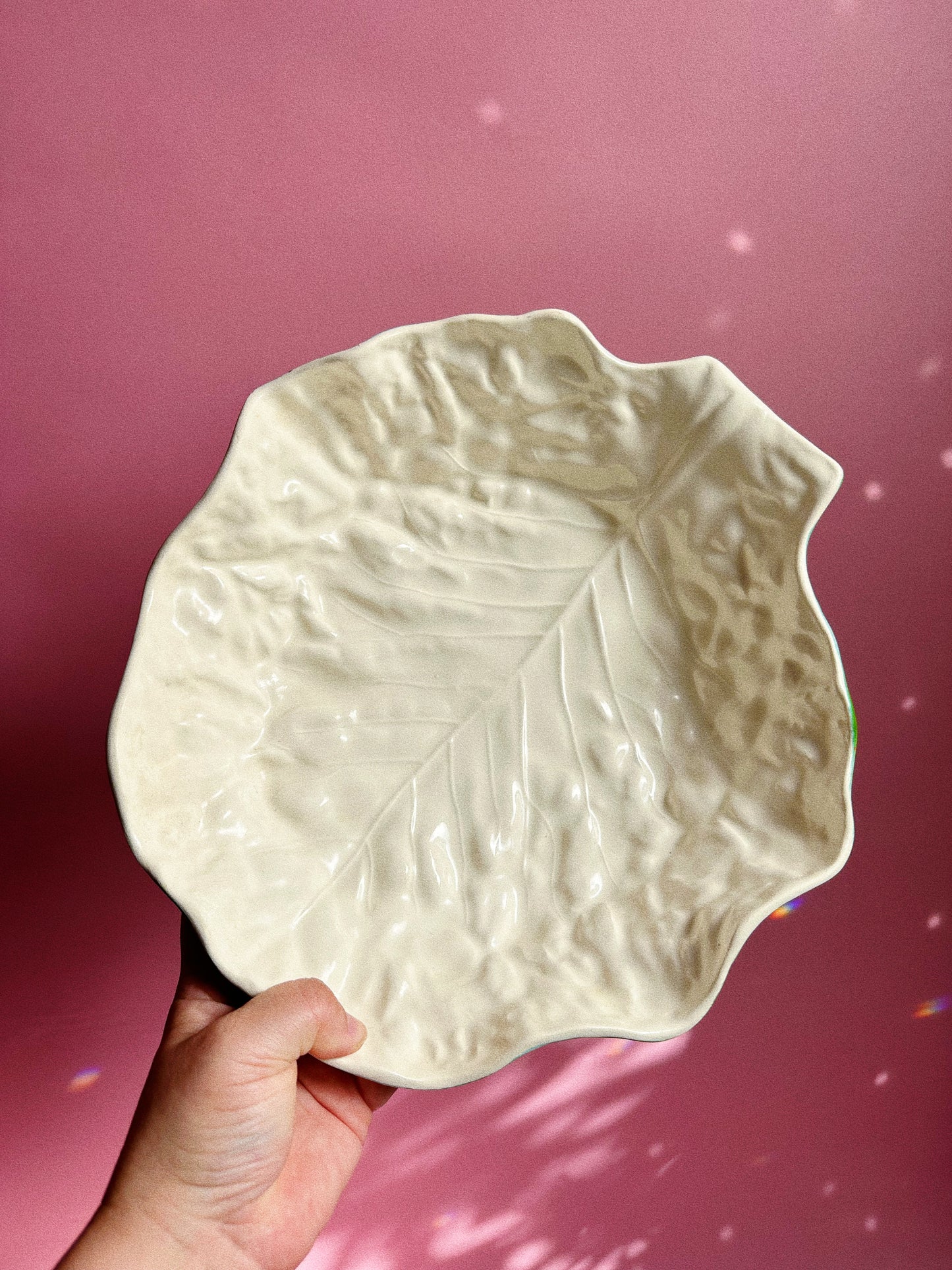 Large Vintage Ceramic Lettuce Platter