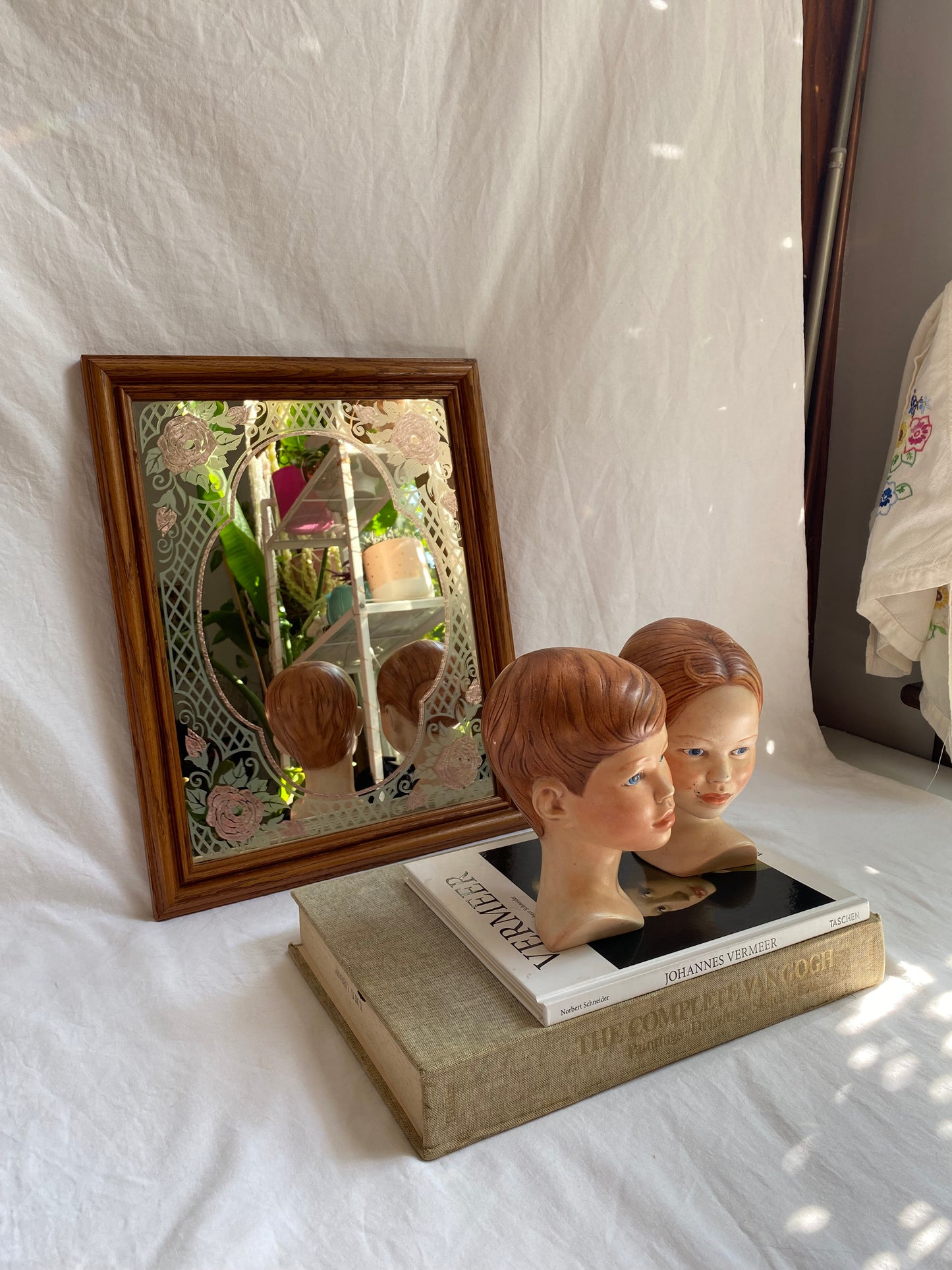 Vintage Handpainted Set of 2 Holland Mold Ceramic Boy & Girl Headbusts