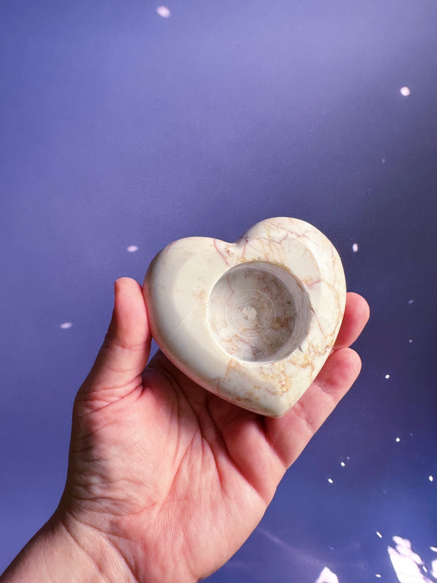 Vintage Heavy Pink Heart Stone Tealight Holders