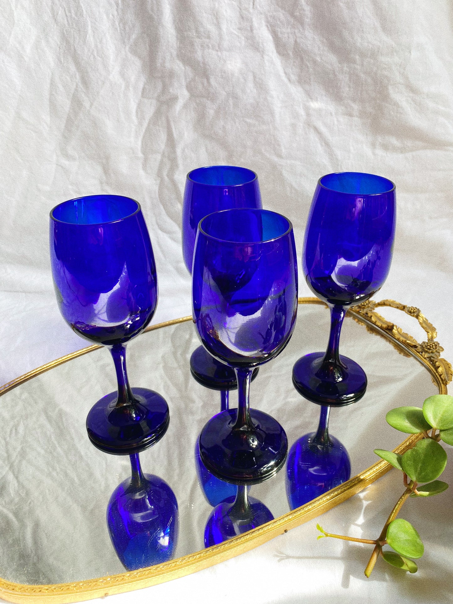 Vintage Libbey Cobalt Blue Wine / Water Glasses
