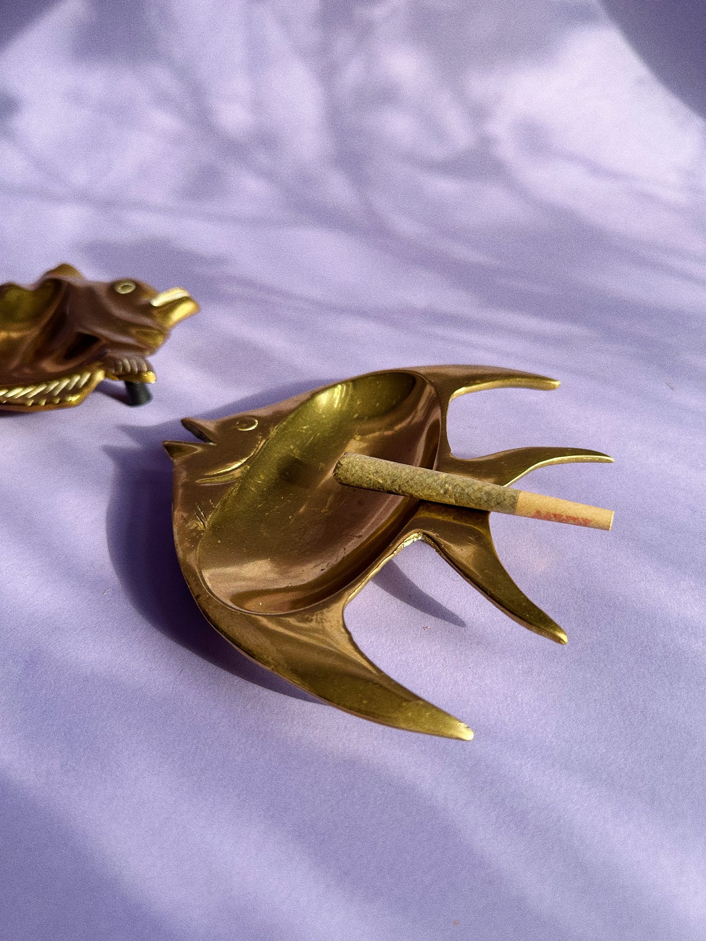 Vintage Solid Brass Fish Ashtrays