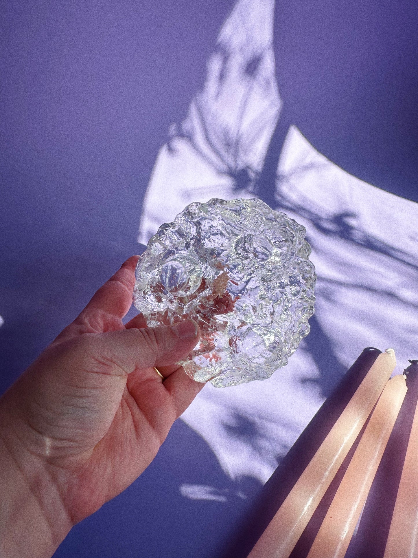 Vintage MCM L.E. Smith Reversible Crystal Ice Candle Holder