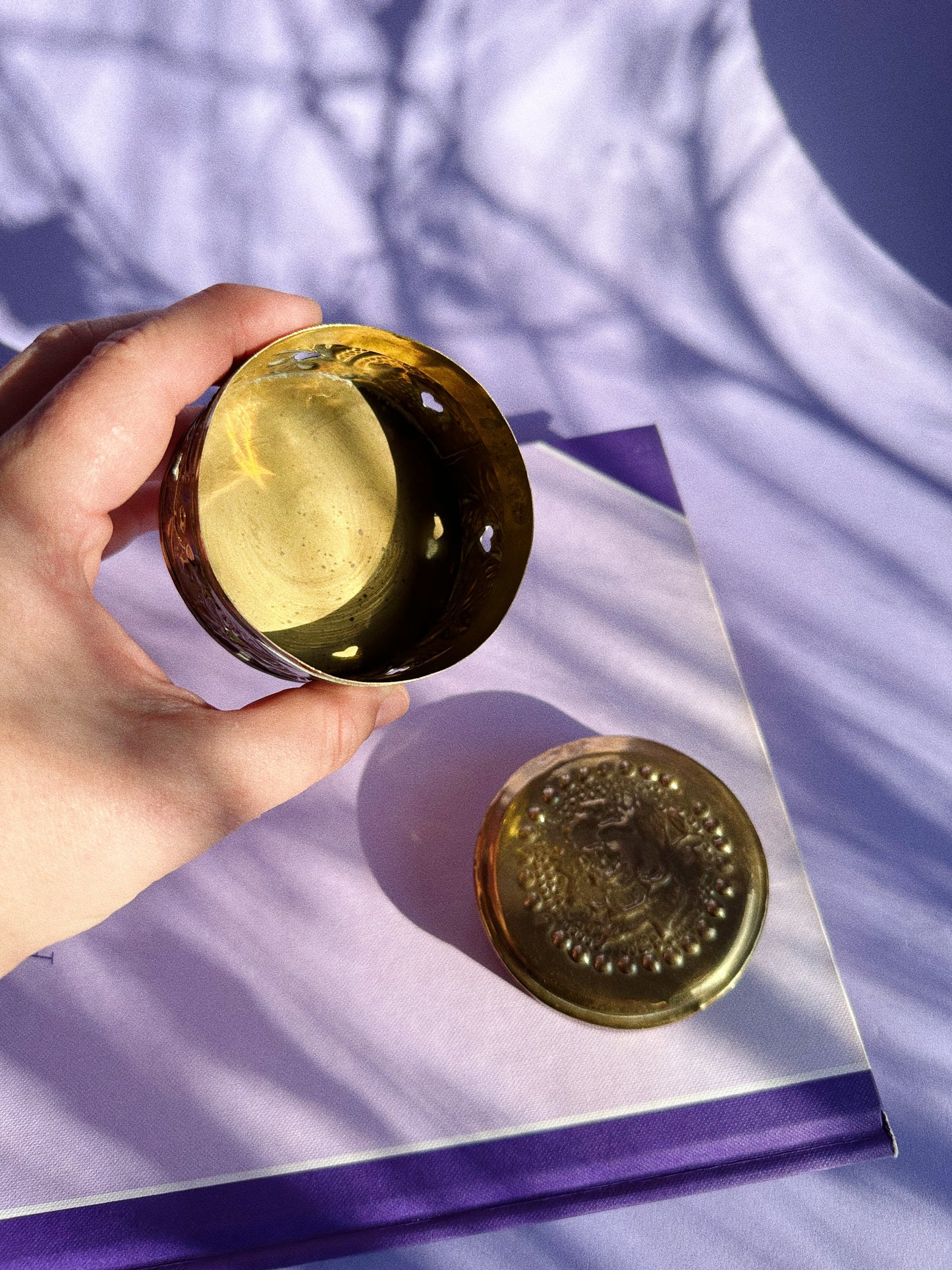 Vintage Brass Lidded Box With Heart Cut Outs