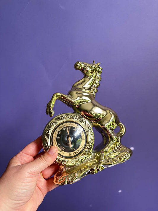 Vintage Ceramic Gold Horse Barometer Japan