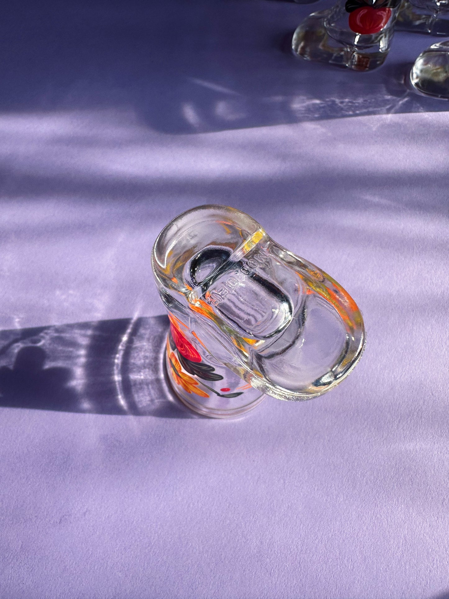 Set Of Mod Dep Glass Boot Shot Glasses Flower Decor Italy