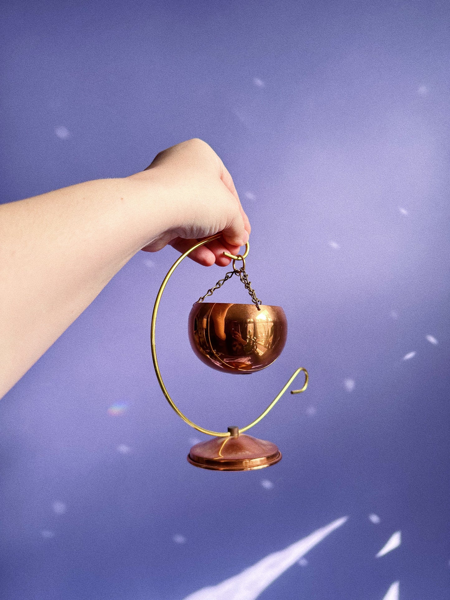 Vintage 1970s Coppercraft Votive / Succulent / Plant Holder Brass Stand