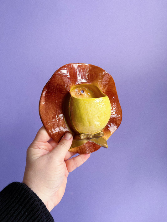 Vintage Mid Century Modern Sun Hat Wall Pocket Planter