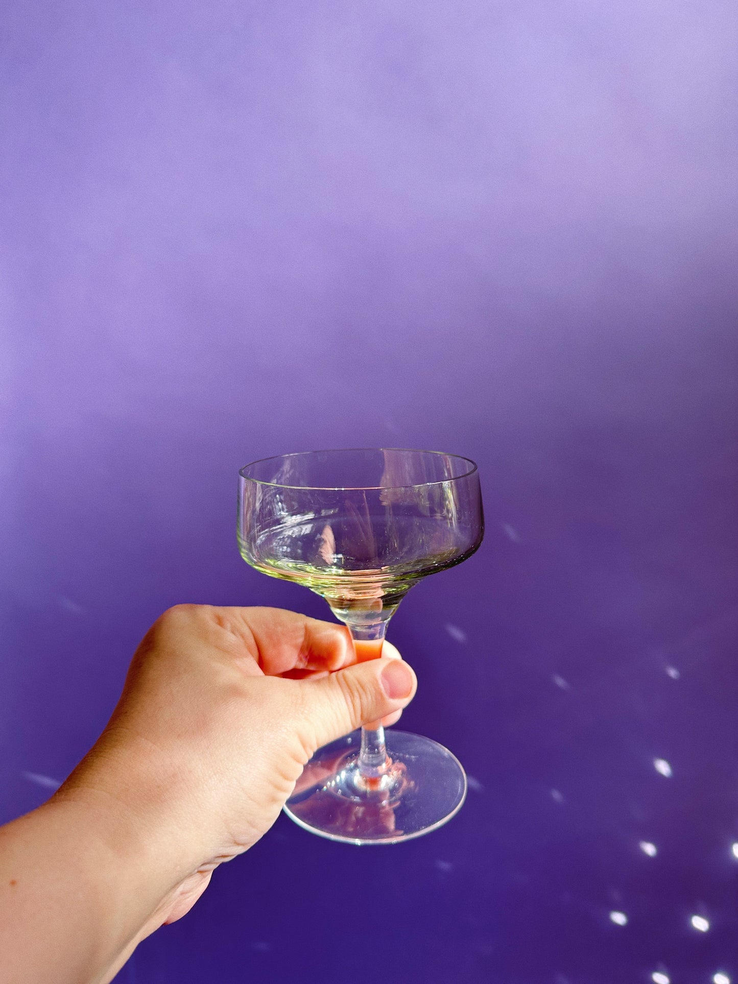 Set of 3 SASAKI Harmony Green Champagnes Coupes, MCM