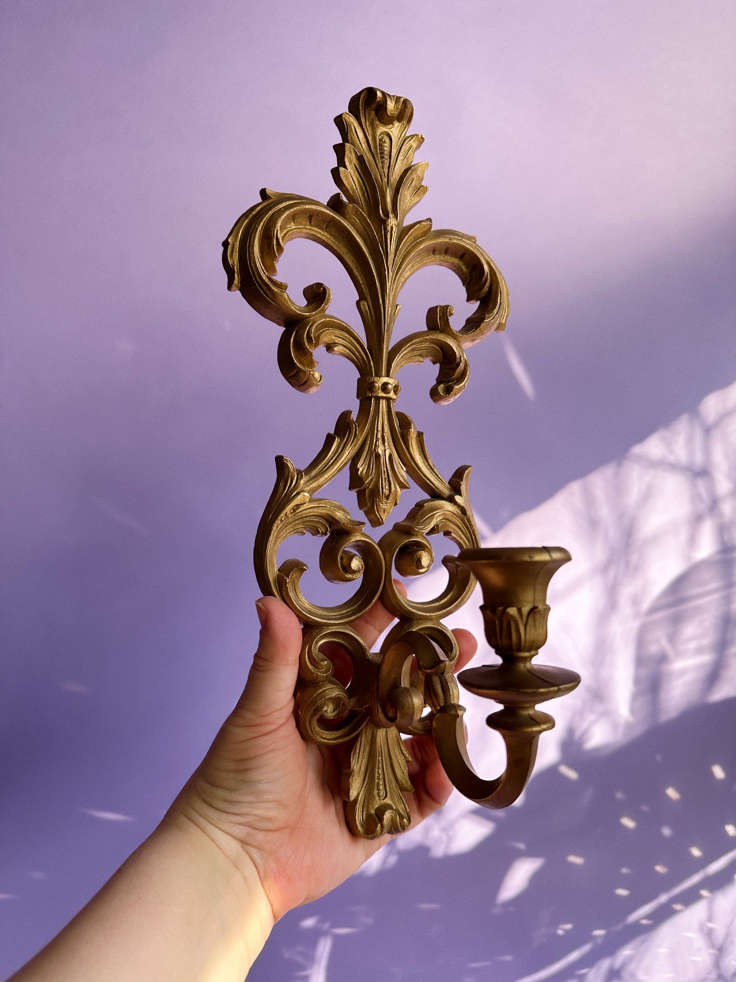 Vintage Gold Burwood Plastic Wall Candle Sconce for Tapers