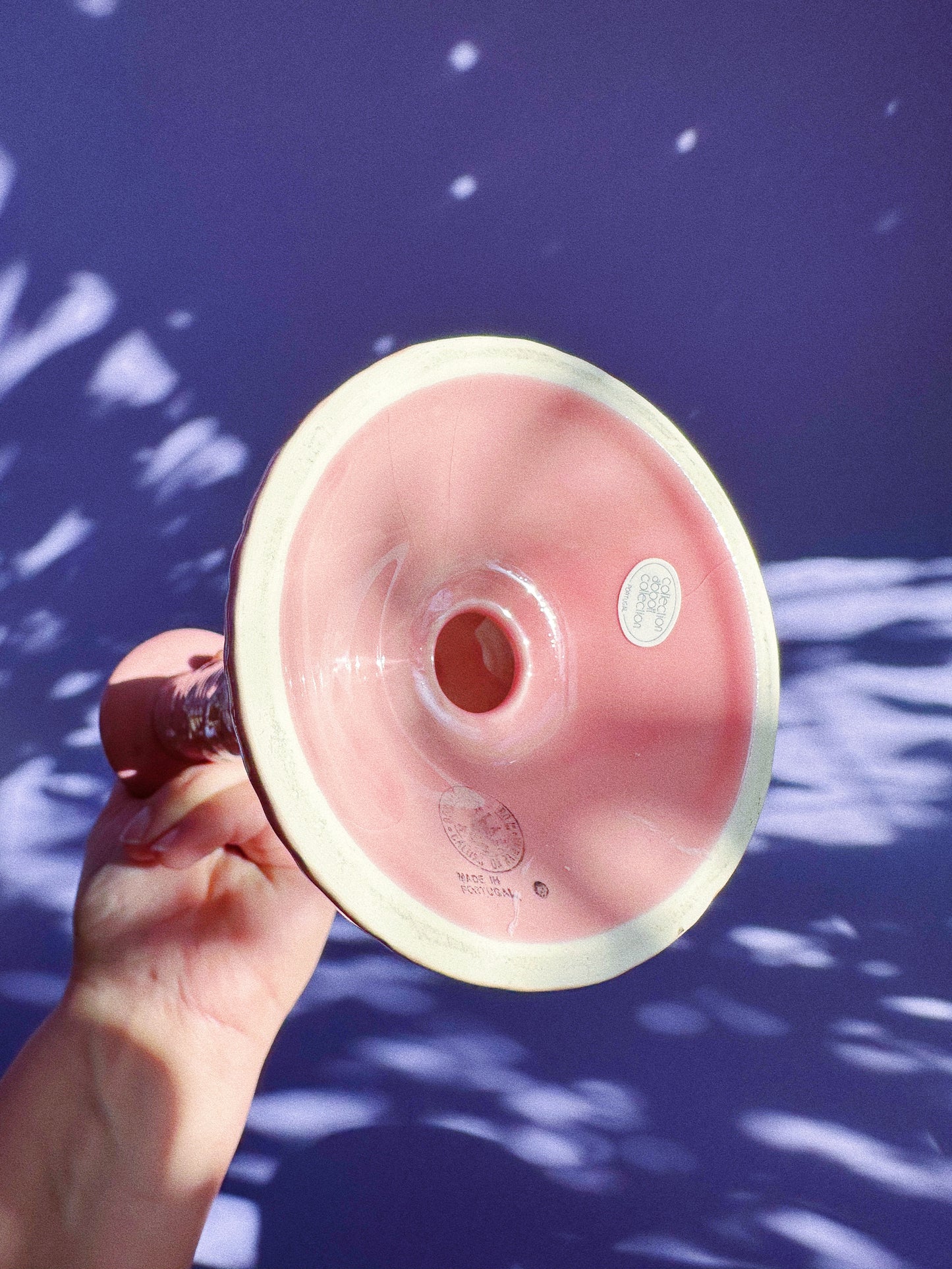 Vintage Rare Pink Bordallo Pinheiro Ceramic Candlestick