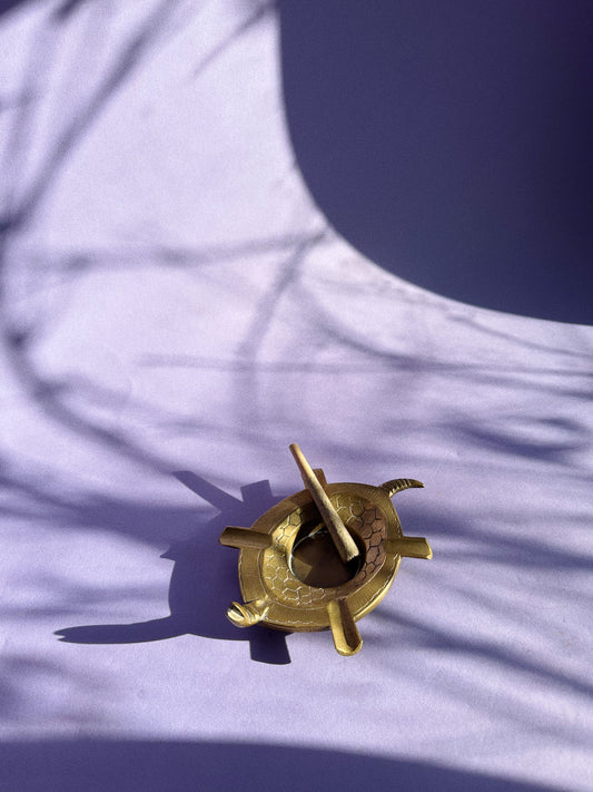 Vintage Brass Turtle on Back Ashtray